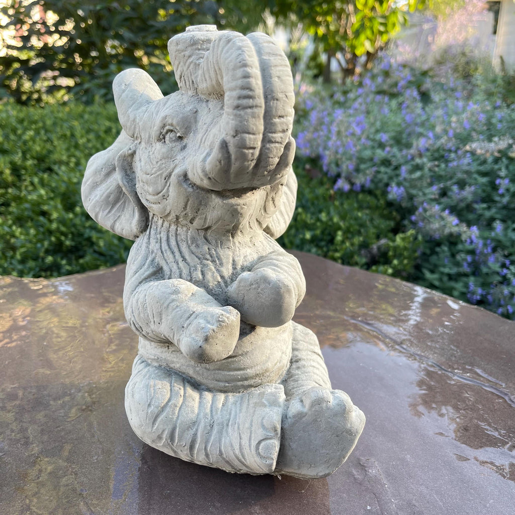 Concrete Elephant Fountain Top 10" Outdoor Garden Statue Water Feature Yard Art Sculpture Spitter