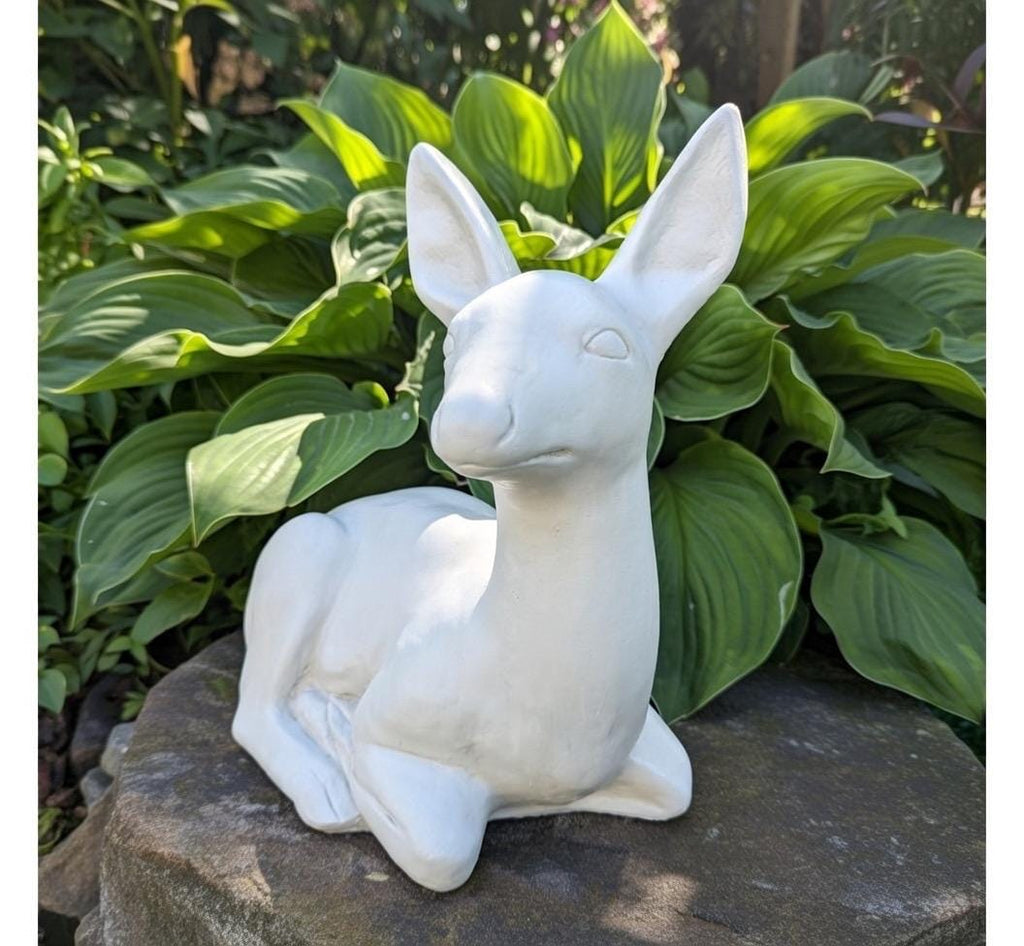 Concrete Deer Statue 15 Inch Garden Sculpture Wildlife Lawn Art Yard Ornament Animal Decor