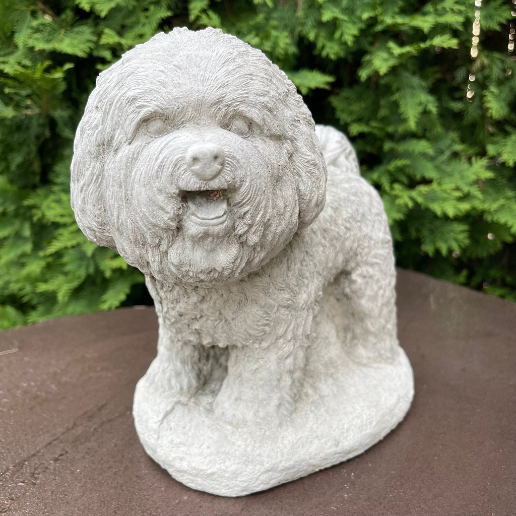 Bichon Frise Concrete Statue 9 Inch Outdoor Garden Sculpture Pet Memorial Gift Dog Yard Art Lawn Ornament Decor