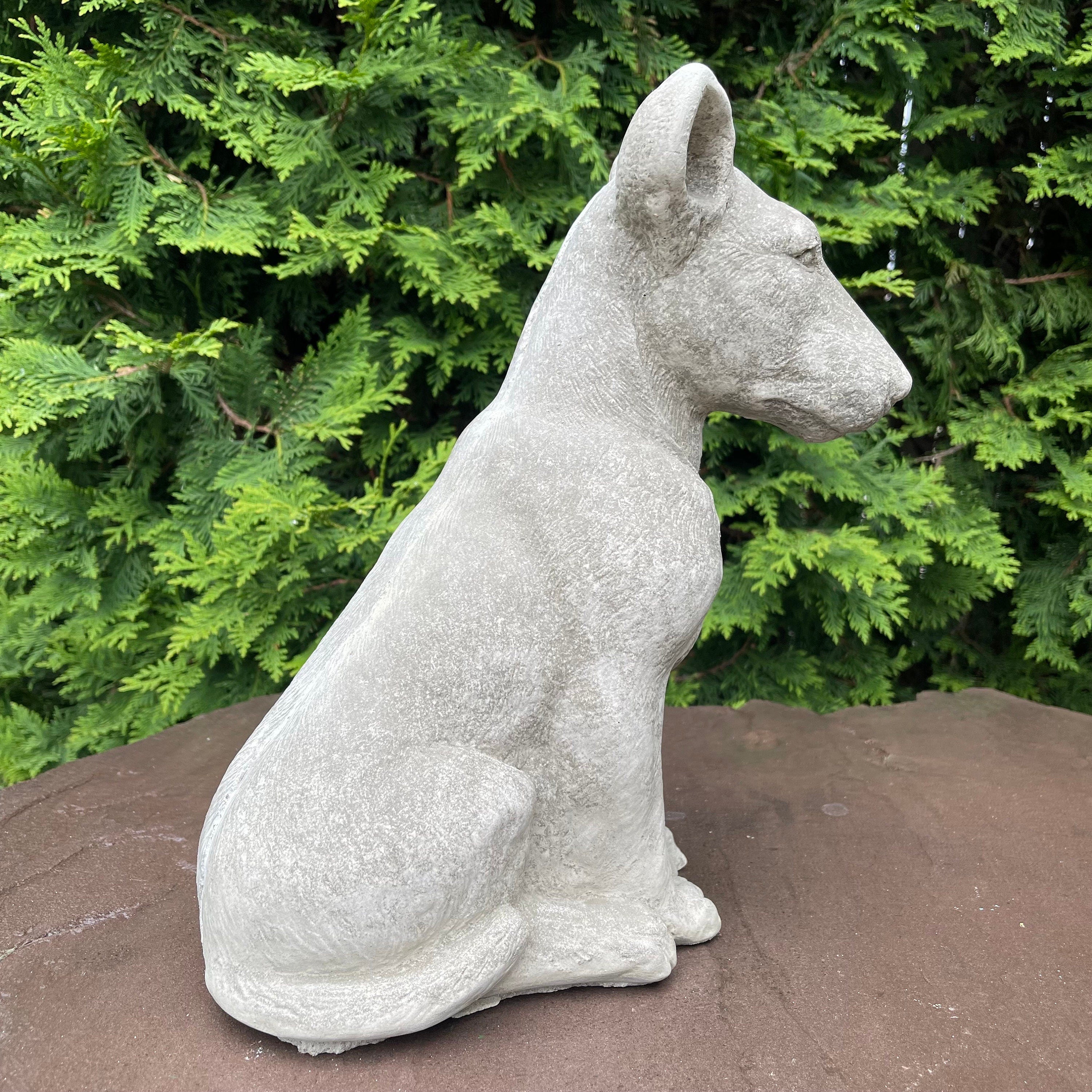 Bull Terrier Garden Statue 12.5 Inch Concrete Dog Sculpture Yard Art Memorial Pet Decor