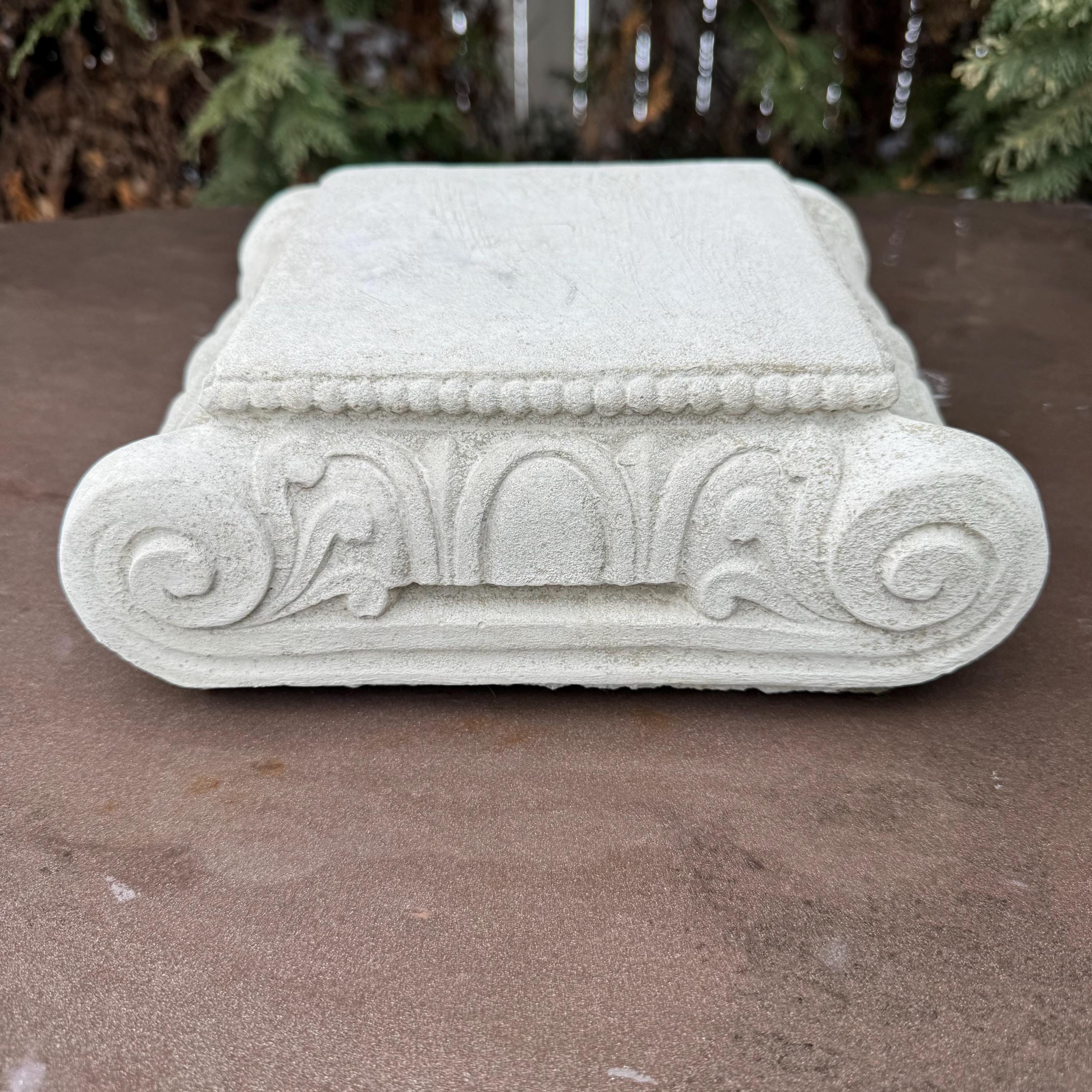 Modern Concrete Plant Pedestal Stand - 9 Inch Garden Art Sculpture Plinth Display Base for Outdoor Yard Decor