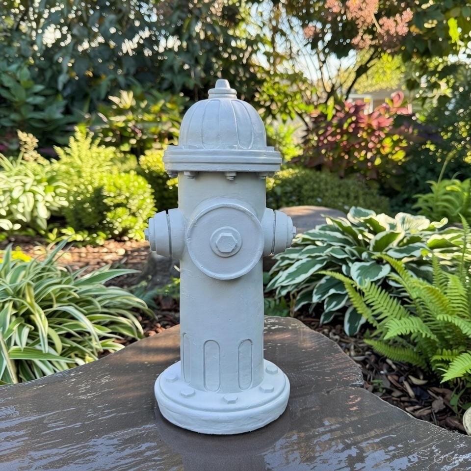 Concrete Fire Hydrant Garden Statue 14" Dog Lawn Ornament Memorial Yard Art Decor
