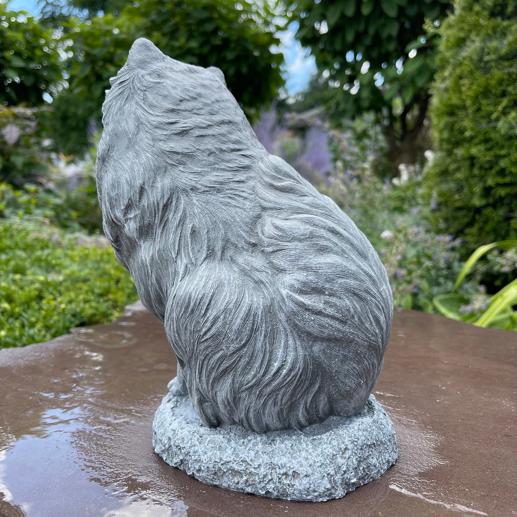 Handmade Painted Concrete Pomeranian Dog Statue Garden Memorial Sculpture Yard Art Ornament Pet Gift