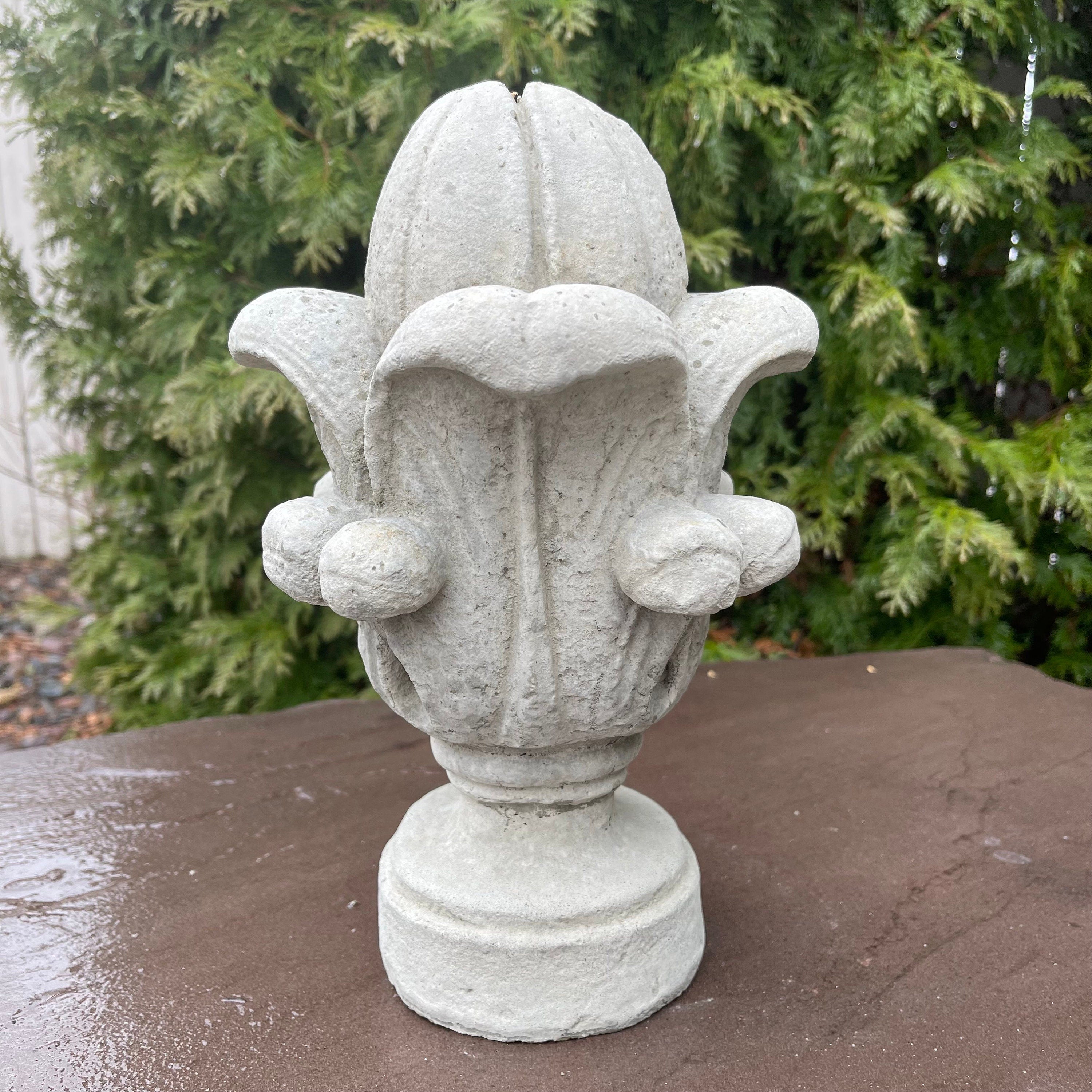 Concrete Tulip Fountain Topper 11" Outdoor Garden Spitter Water Feature Finial Ornament Yard Decor