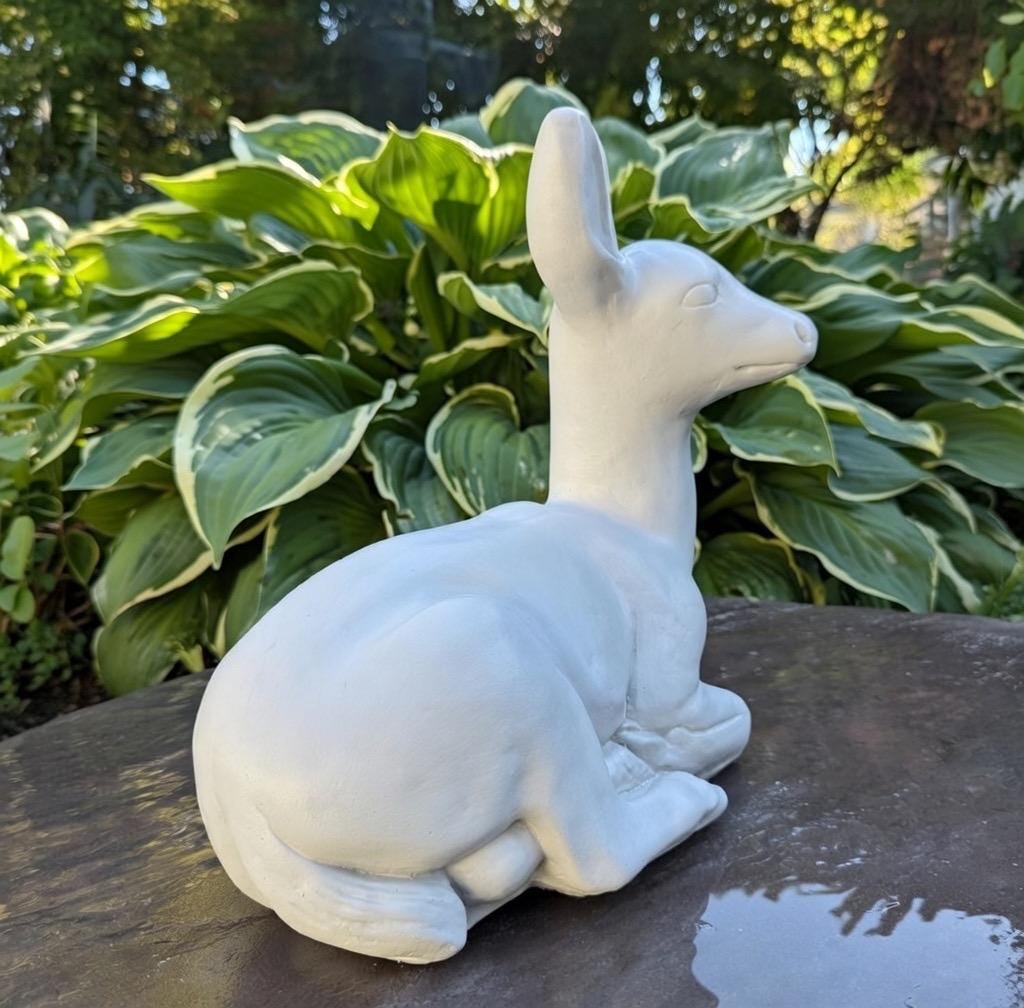 Concrete Deer Statue 15 Inch Garden Sculpture Wildlife Lawn Art Yard Ornament Animal Decor