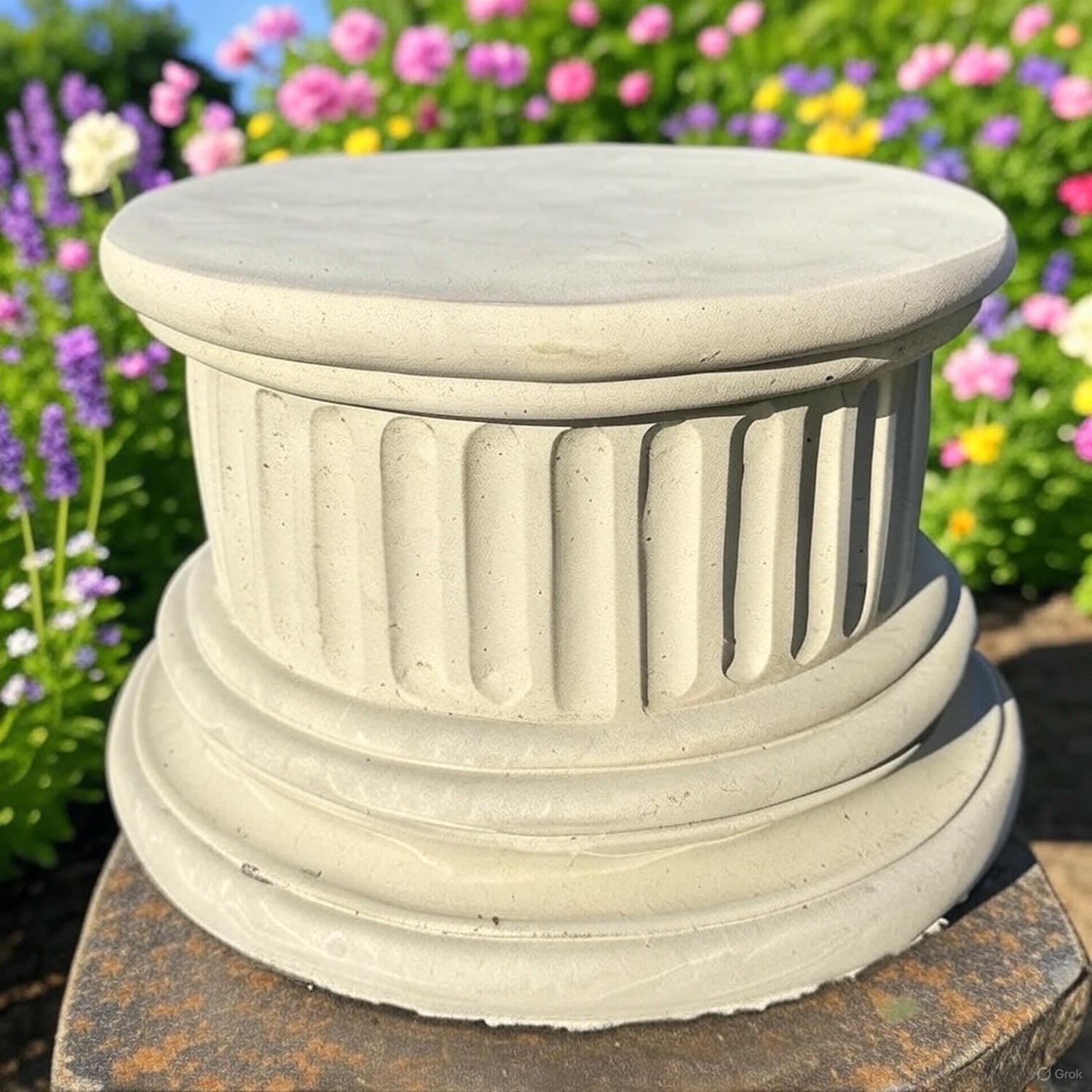 Concrete Plant Stand 10.25" Garden Pedestal for Statues Birdbath Base Outdoor Yard Decor Display