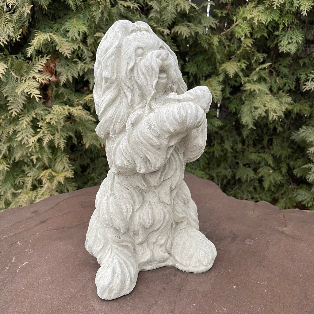 Shih Tzu Concrete Garden Statue 14" Outdoor Dog Sculpture Pet Memorial Yard Decor Lawn Ornament Gift