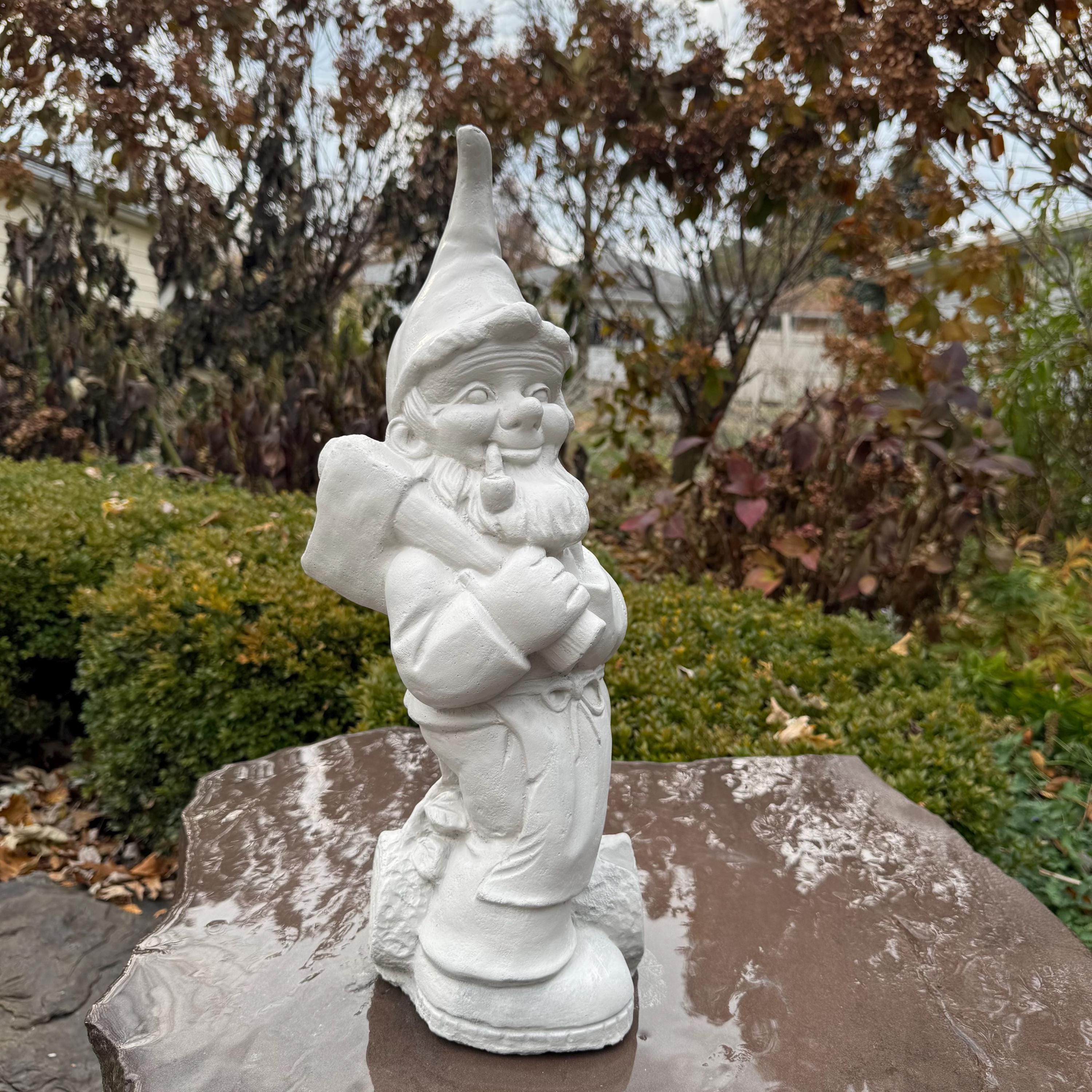 Vintage Cement Garden Gnome 19" Large Concrete Garden Gnomes