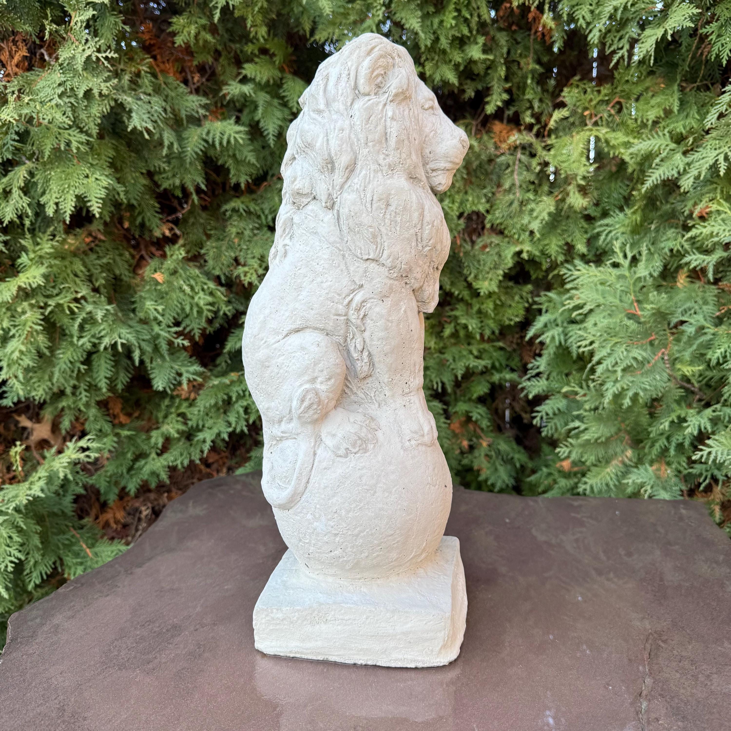 Sitting Concrete Lion Statue 18" Garden Sculpture Outdoor Yard Art Lawn Ornament Animal Figure Home Decor