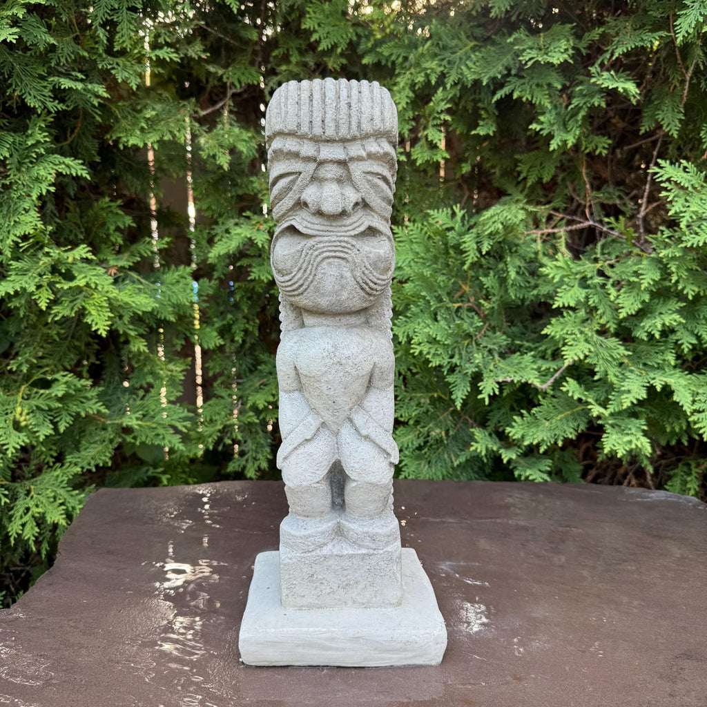 Concrete Tiki Totem 16.5" Polynesian Garden Sculpture Statue Yard Art Outdoor Decor