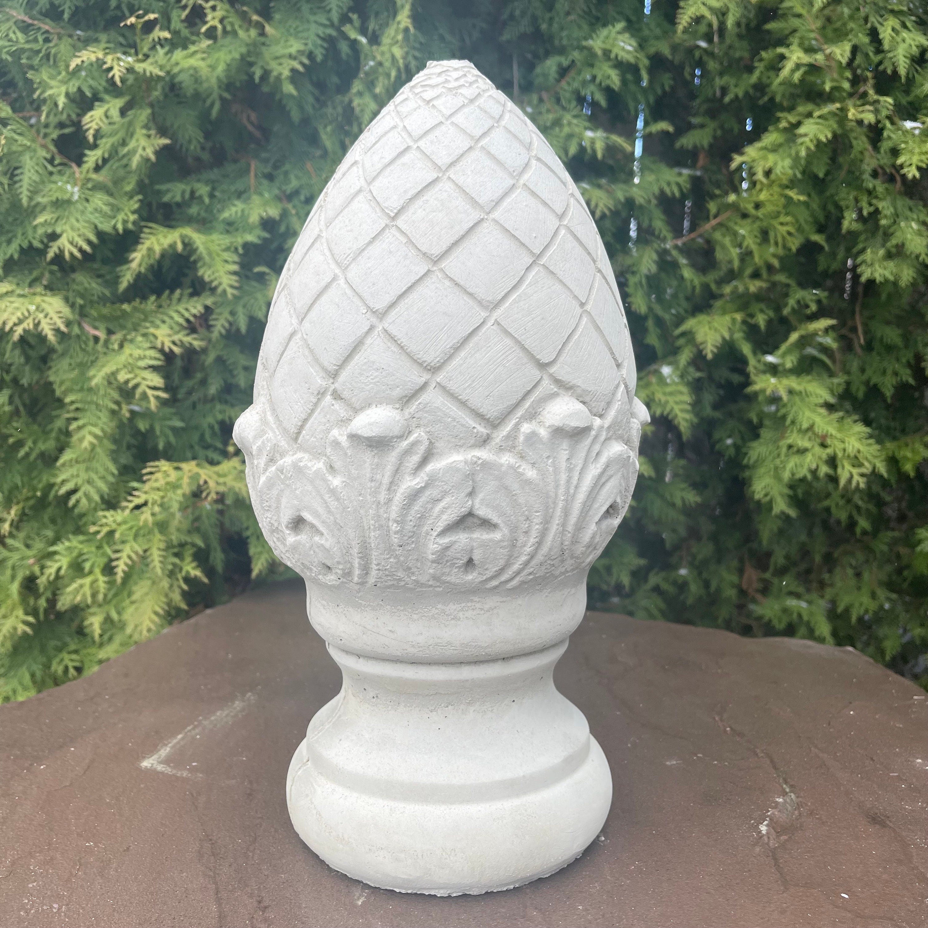 Concrete Artichoke Fountain Top: 13.5" Large Outdoor Garden Statue Cement Finial
