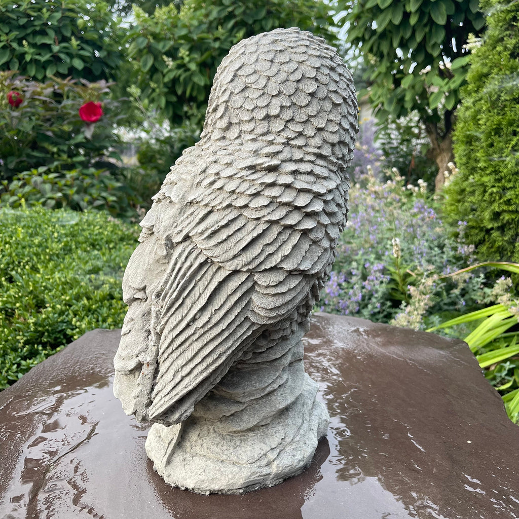 Handmade 16 Inch Concrete Owl Garden Statue Bird Sculpture Yard Decor Lawn Ornament Nature Art Gift