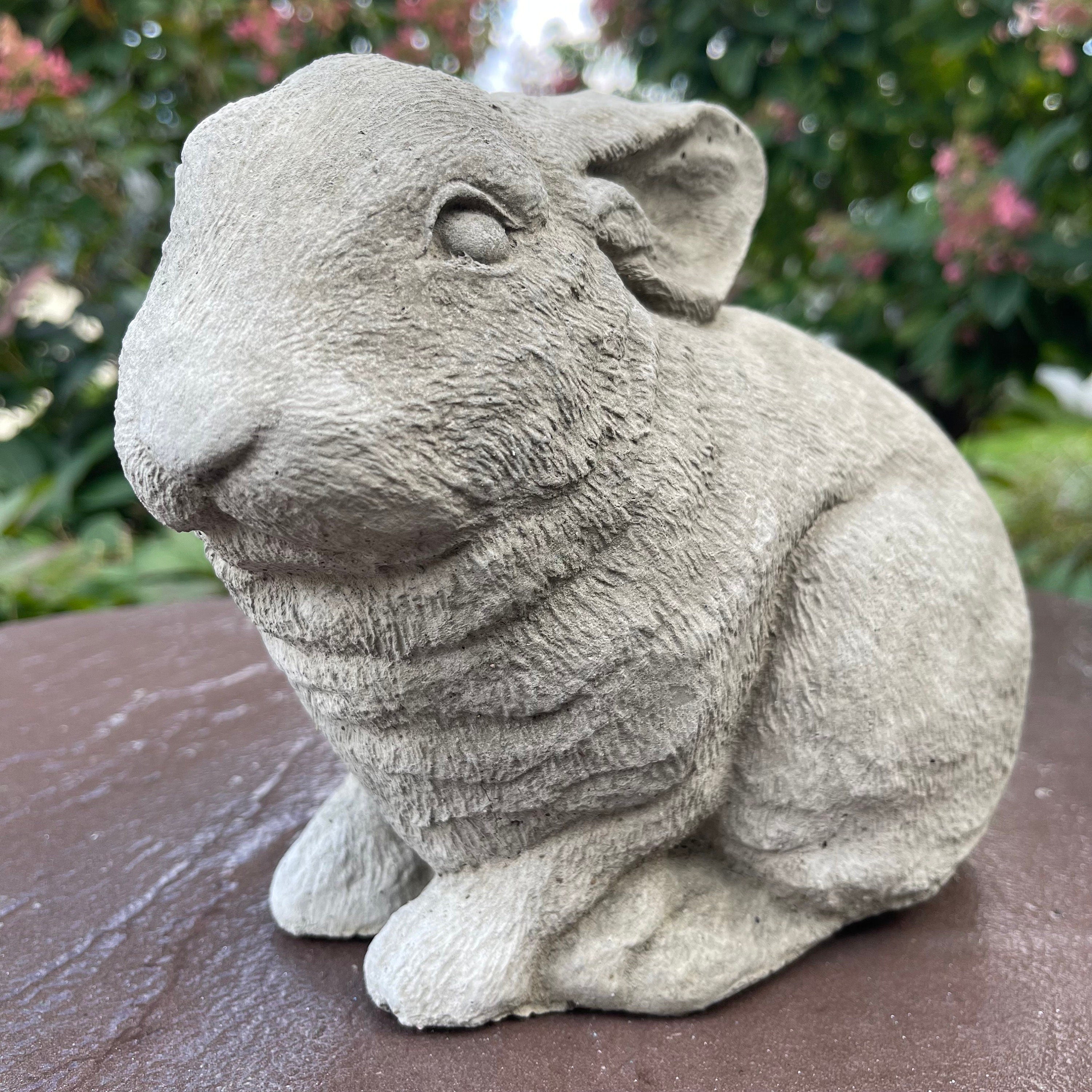 Concrete Rabbit Statue Modern Bunny Garden Sculpture Outdoor Yard Decor 10 Inch Lawn Ornament