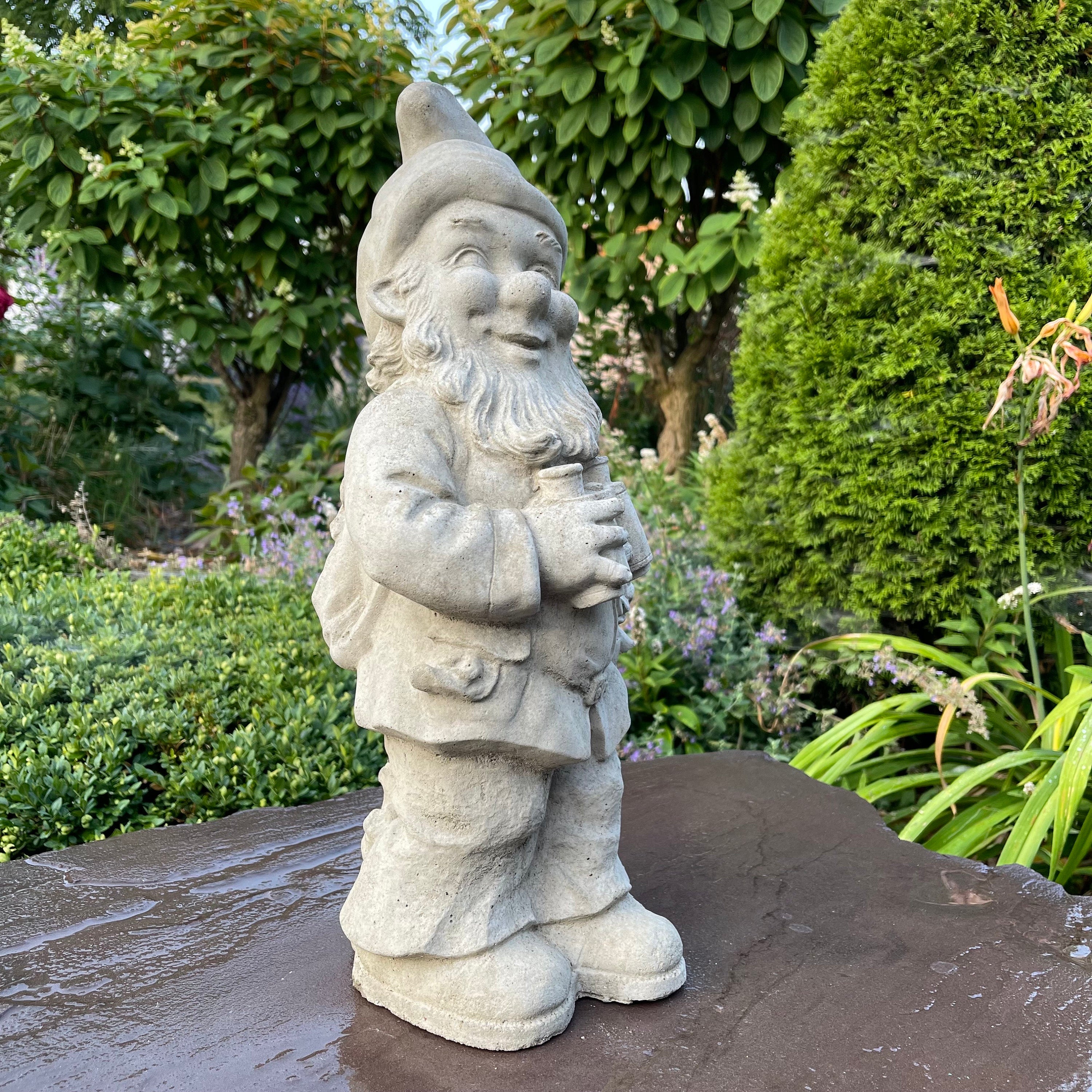 Large Concrete Gnomes 19" Unpainted Cement Garden Gnomes
