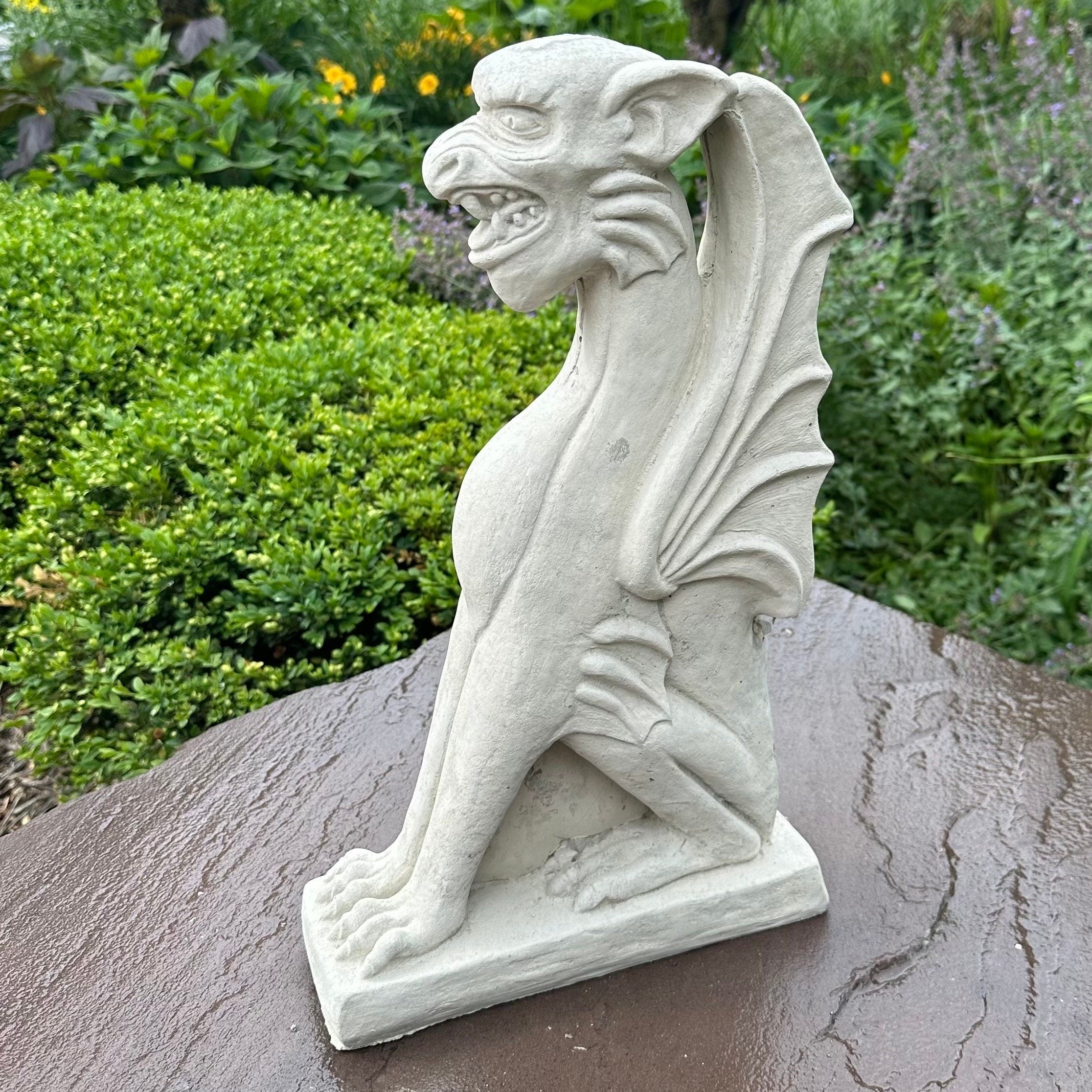 Large Concrete Gargoyle Statue 18" Griffin Gothic Garden Decor Yard Art Sculpture Ornament