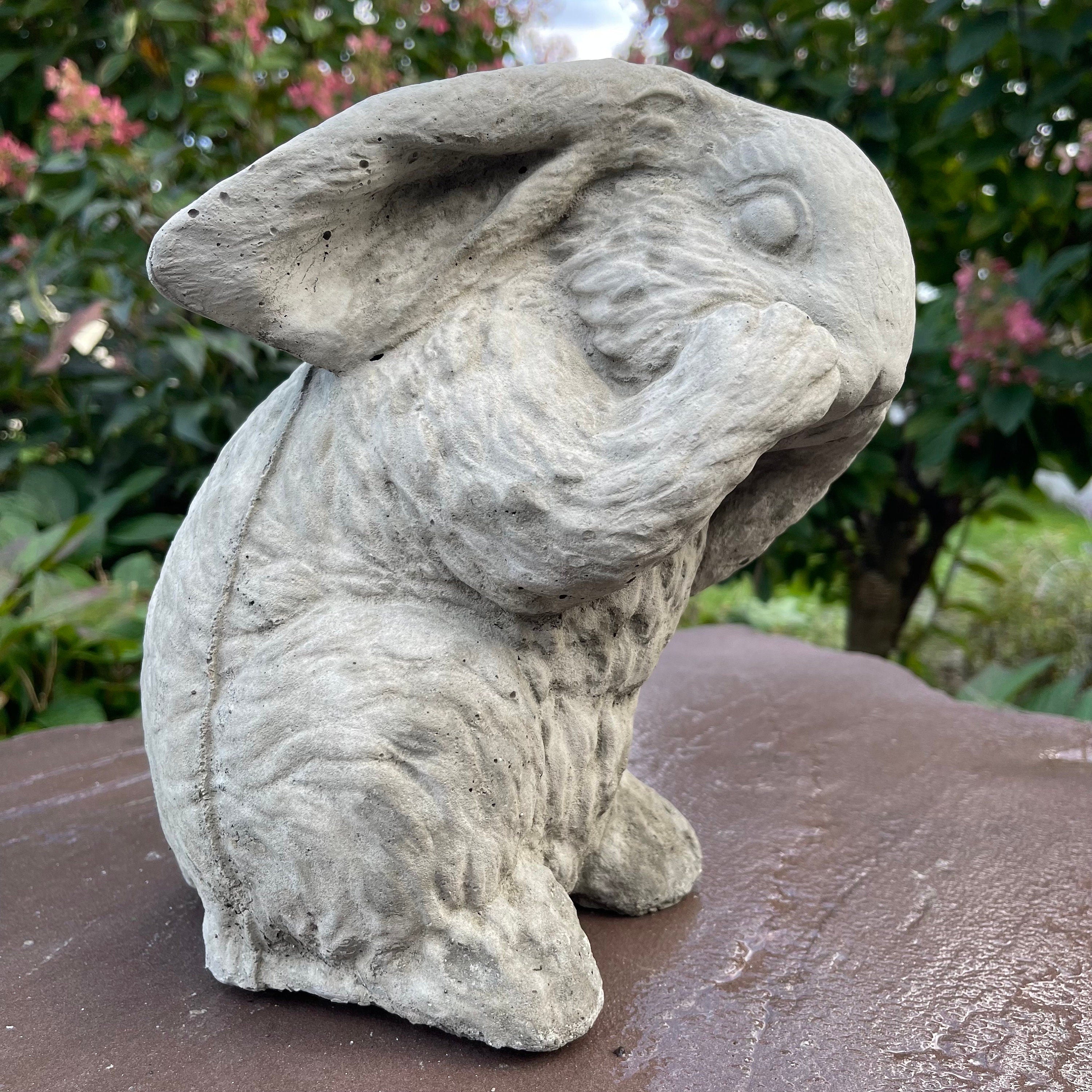 Concrete Rabbit Statue 10 Inch Modern Bunny Garden Sculpture Outdoor Yard Decor Lawn Ornament Animal Art Gift