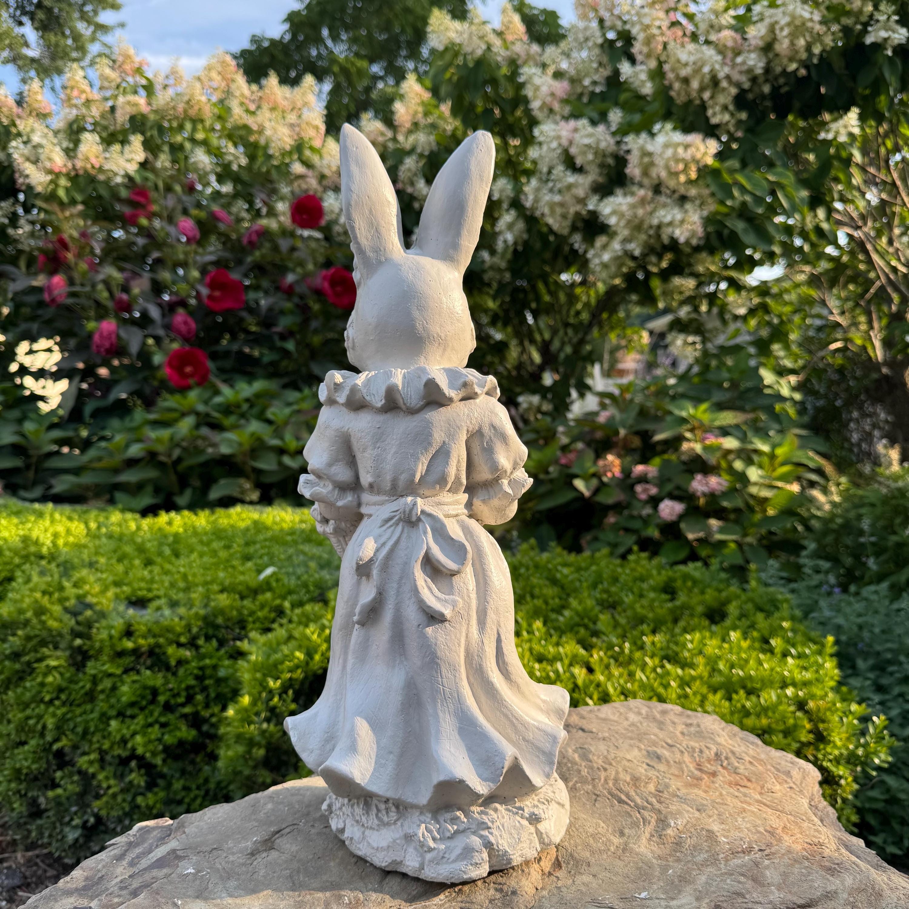 Vintage Style Rabbit Statue, Concrete Garden Bunny Sculpture, Easter Decor