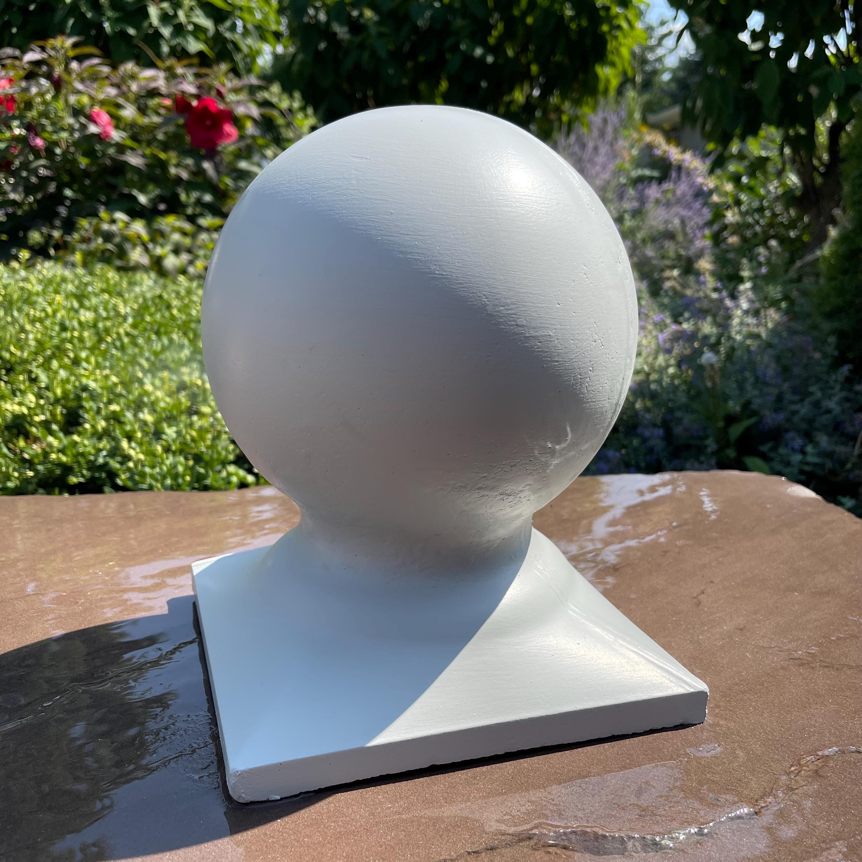 Concrete Ball Garden Statue: 11 Inch Painted Cement Sphere Finial Capstone Pier Cap Yard Decor Sculpture