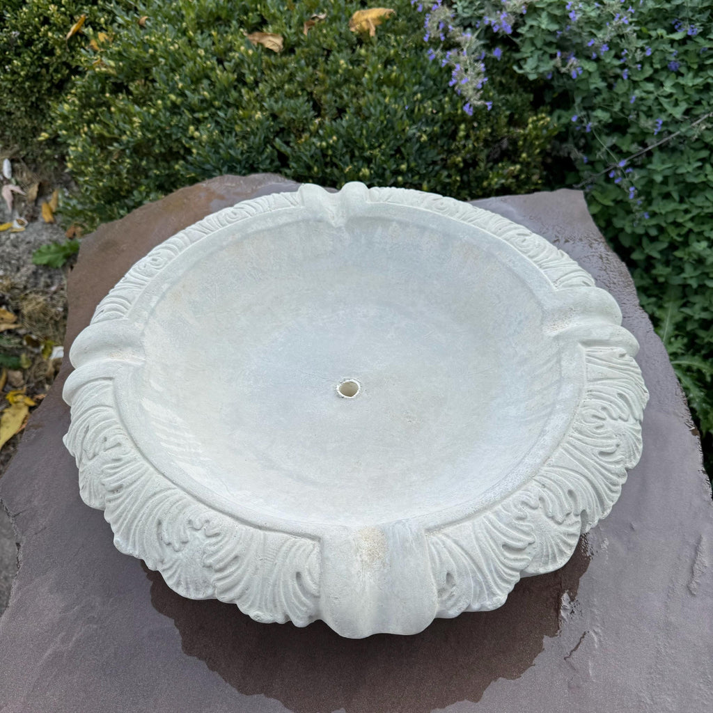 Leafy Replacement Concrete Fountain Bowl 19" Outdoor Garden Water Feature - Bubbler Basin Topper