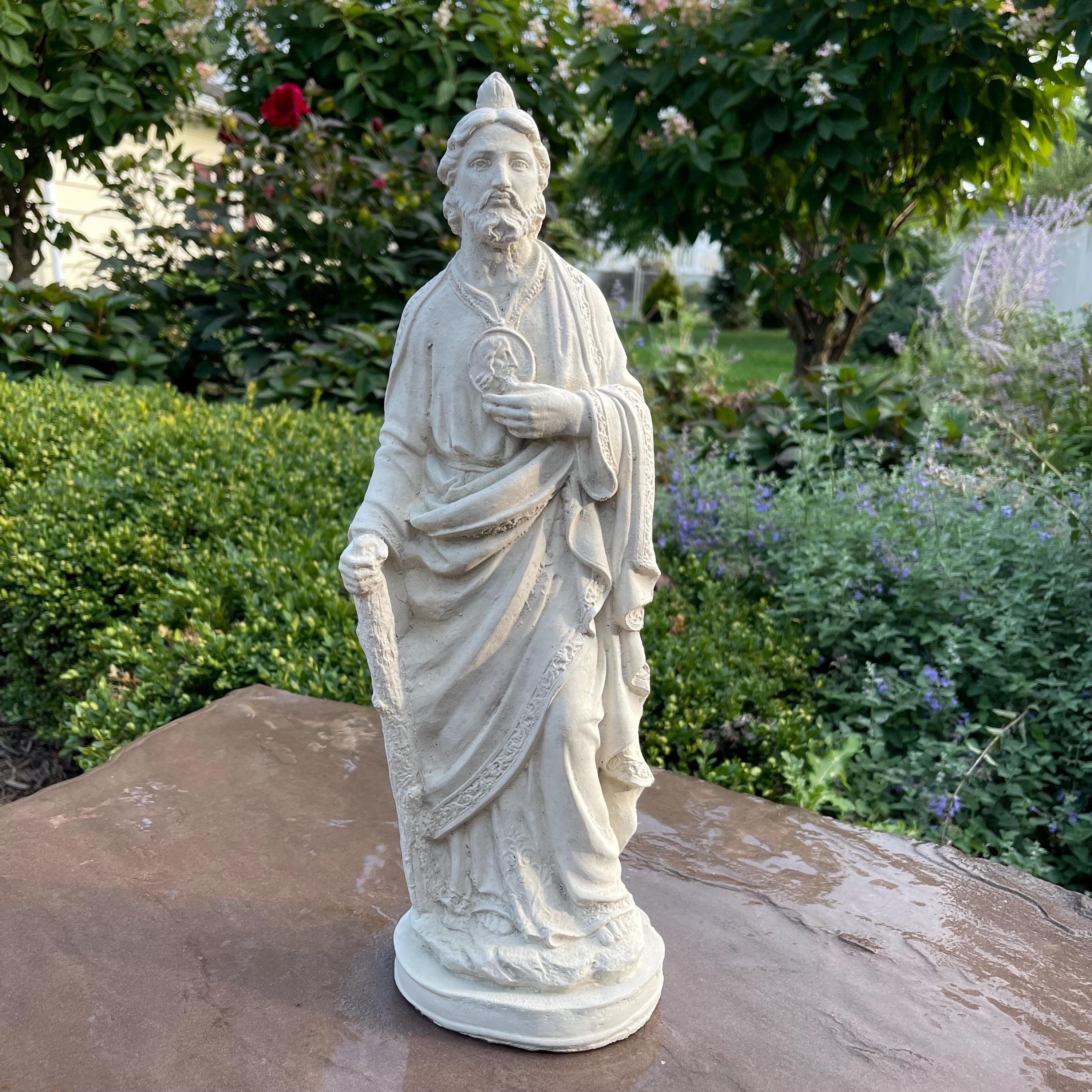 Saint Jude Garden Statue 16.5" Concrete Catholic Religious Patron Sculpture Yard Decor Gift