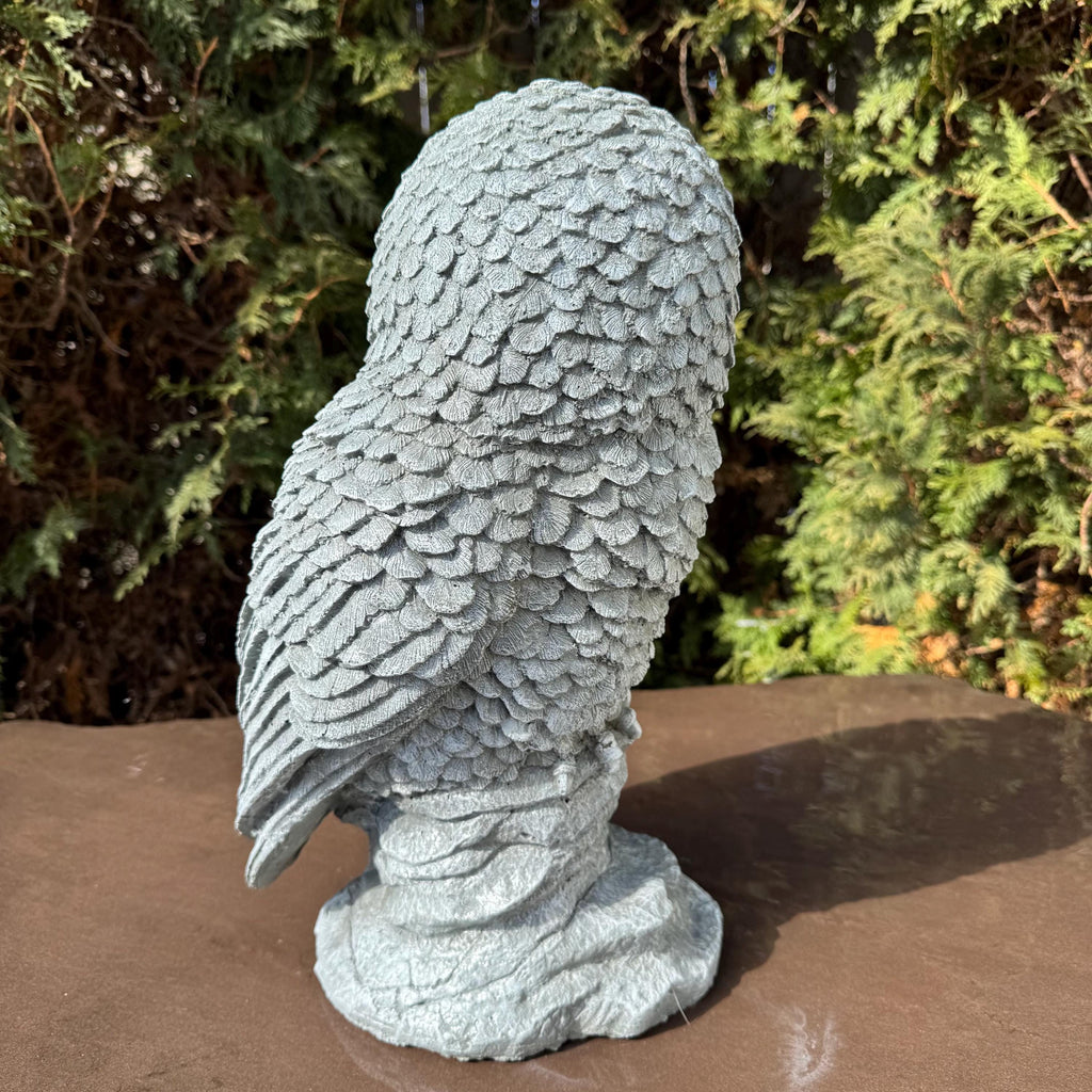 Large Concrete Owl Garden Statue 16 Inch Rustic Outdoor Yard Sculpture Animal Lawn Ornament