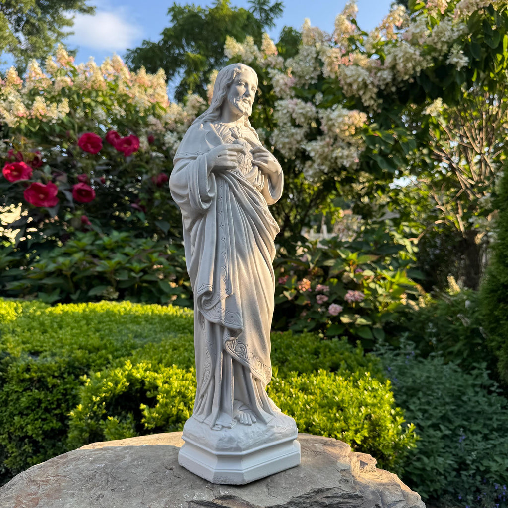 Handmade Concrete Jesus Garden Statue, Large Religious Sculpture (20 Inch)