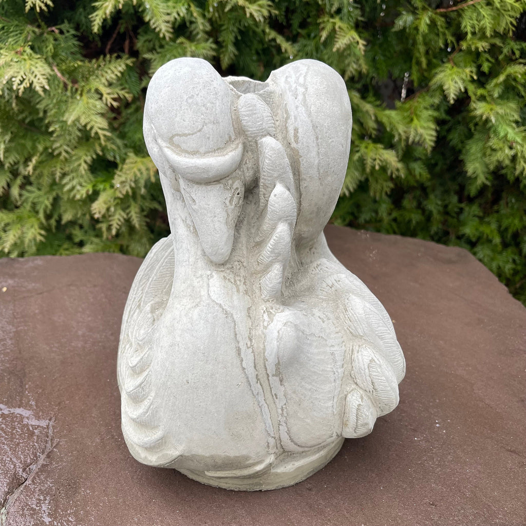 Concrete Fountain Top 10.5" Swan Cement Topper / Replacement Water Feature Part