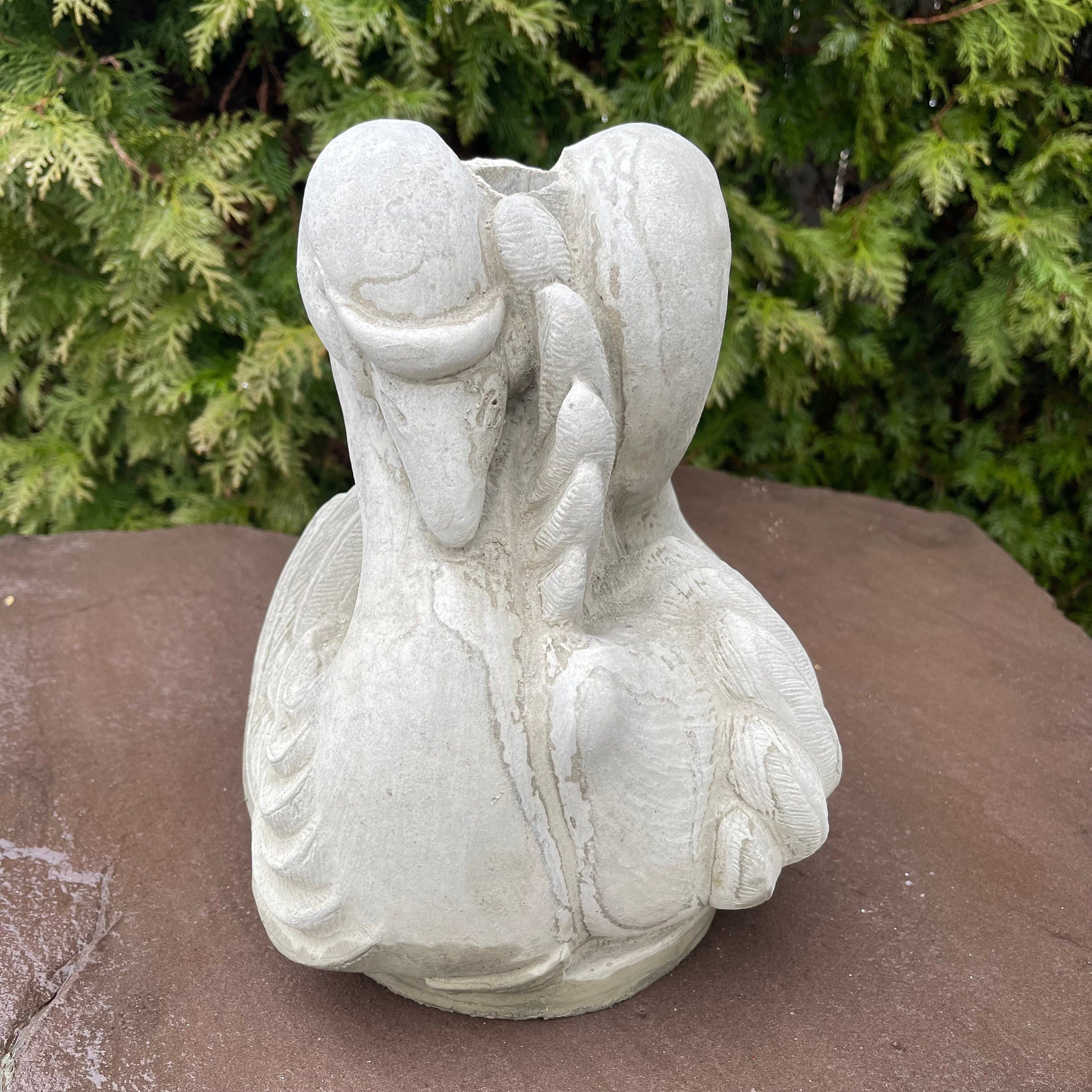 Concrete Fountain Top 10.5" Swan Cement Topper / Replacement Water Feature Part