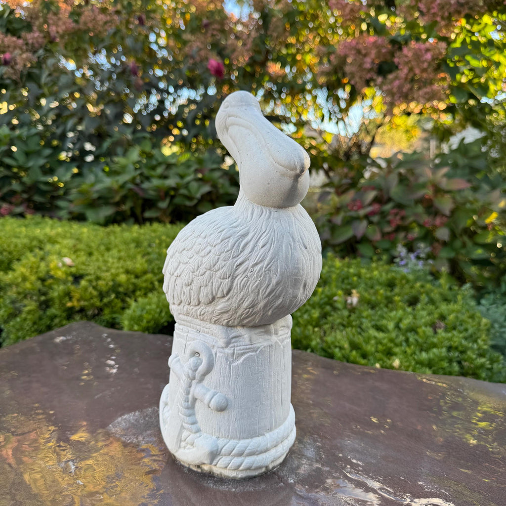 Small Concrete Pelican Garden Statue 13.5" Miniature Bird Sculpture Patio Planter Decor