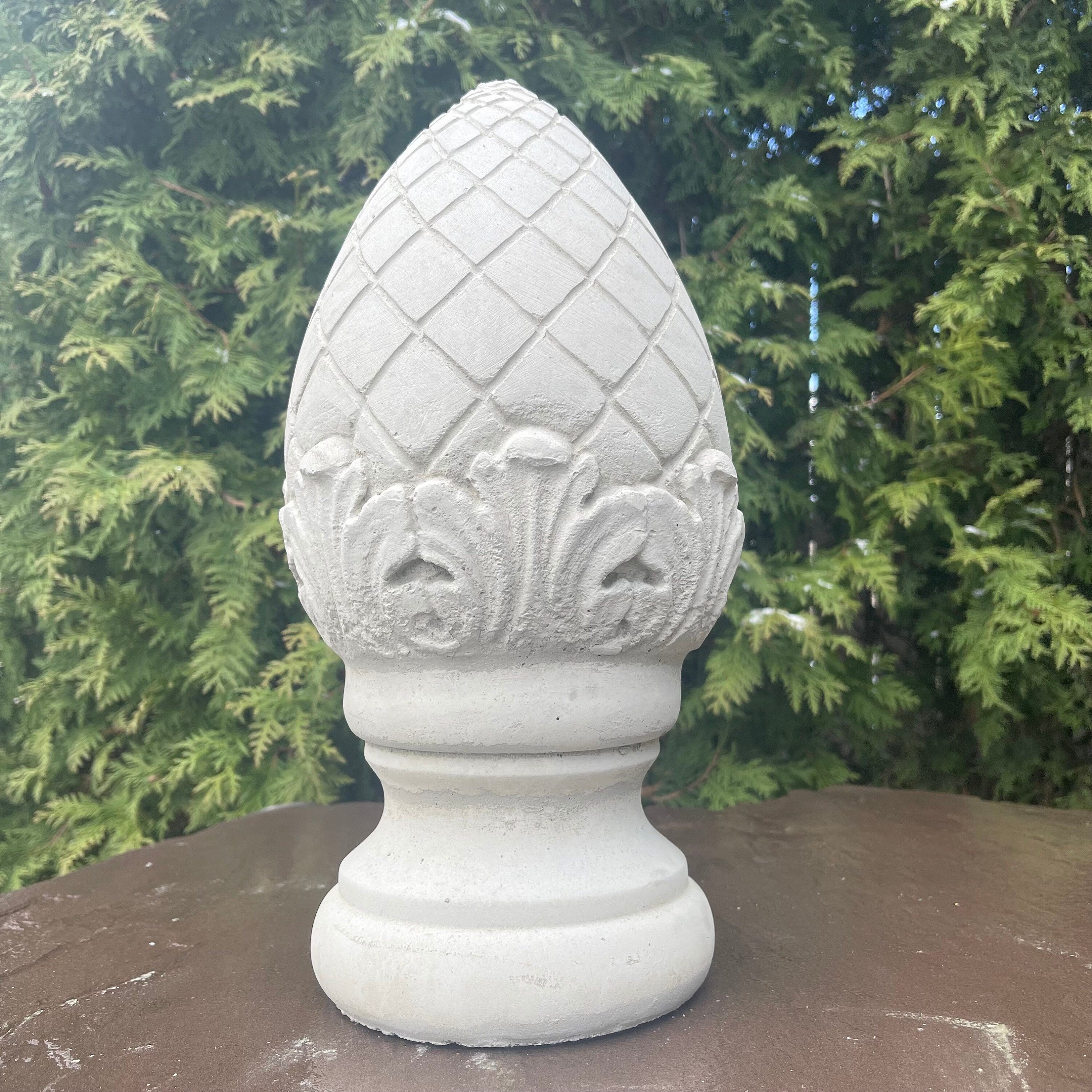Concrete Artichoke Fountain Top: 13.5" Large Outdoor Garden Statue Cement Finial