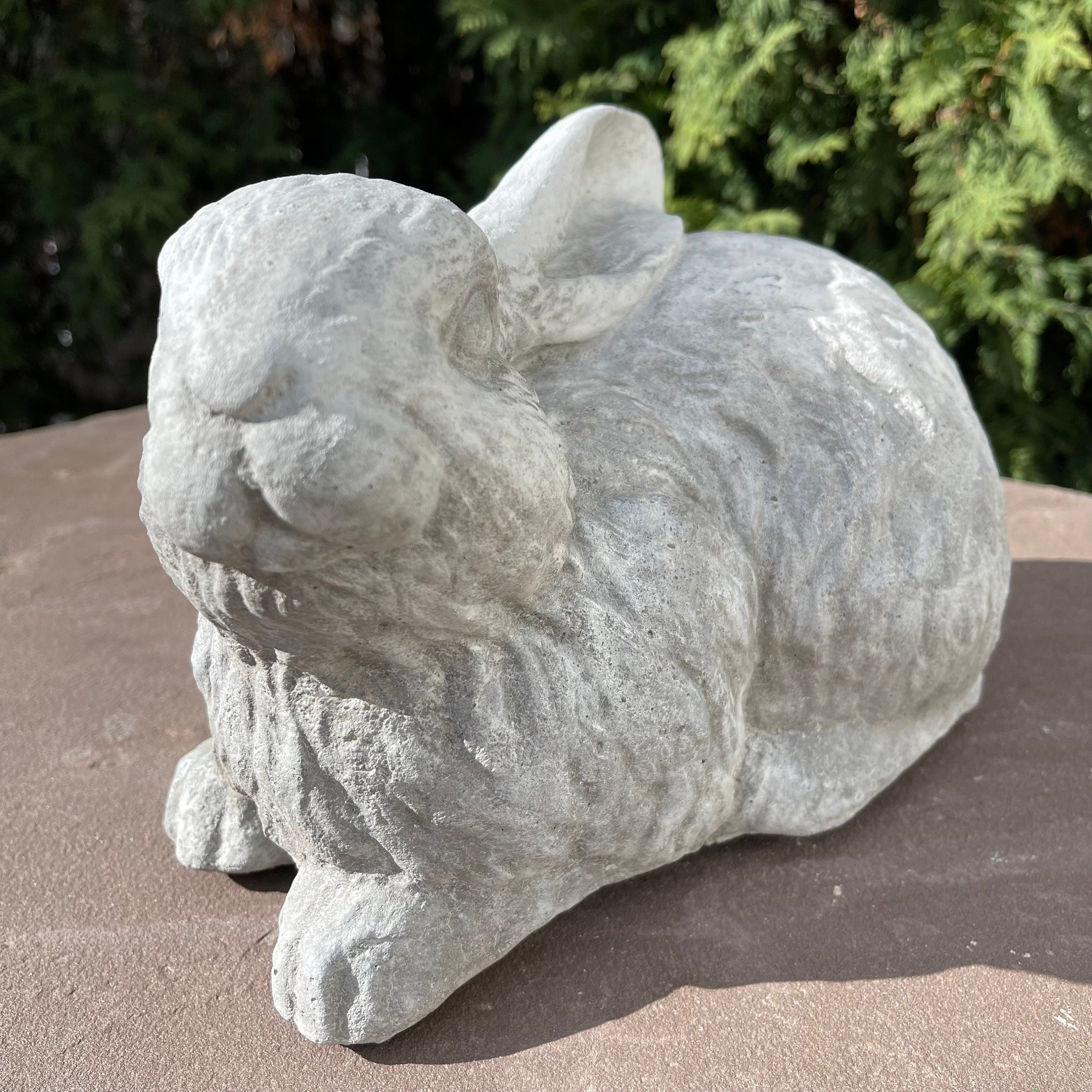 Concrete Rabbit Garden Statue 11" Modern Bunny Sculpture Outdoor Yard Art Lawn Ornament Animal Decor