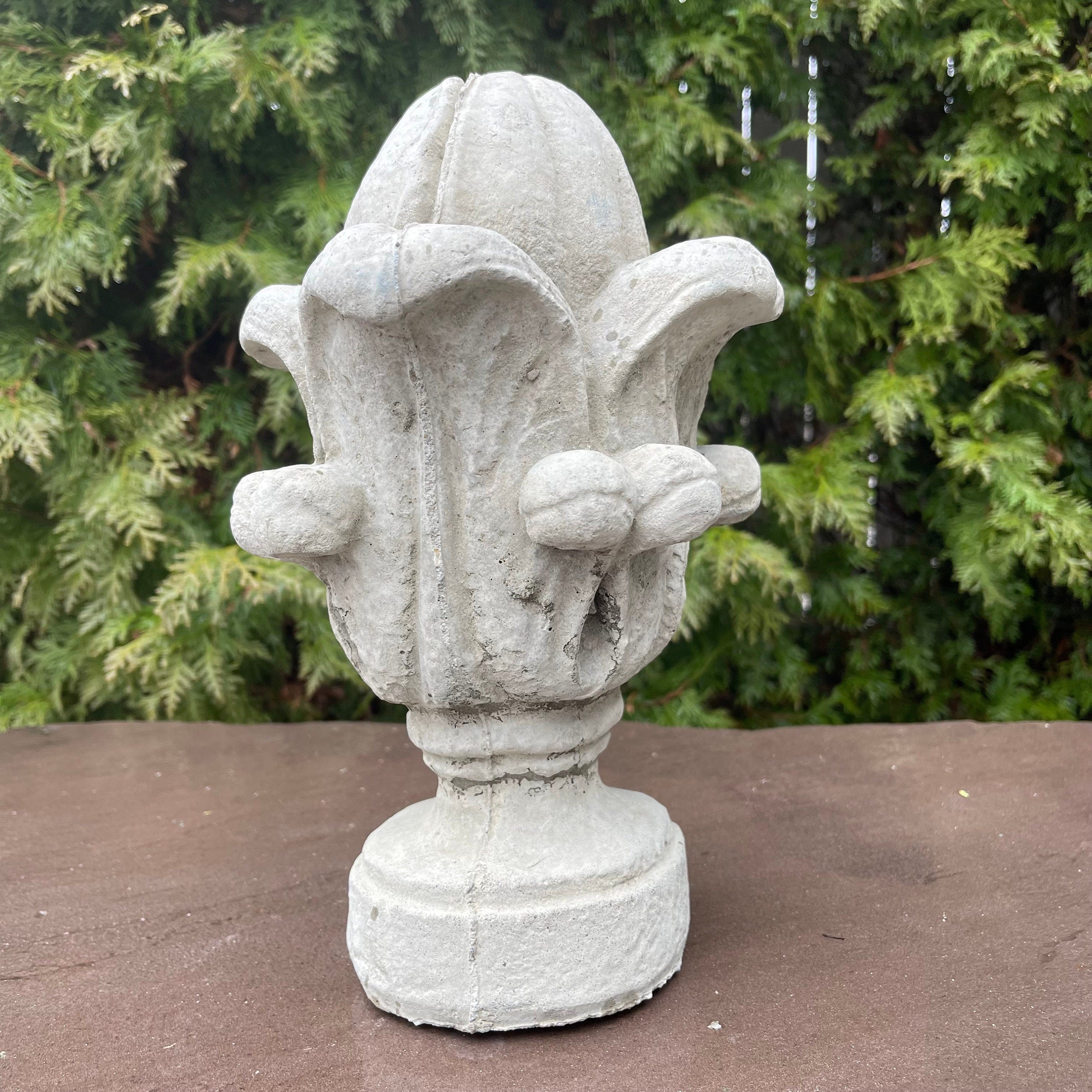Concrete Fountain Topper 11" Cement Fountain Spitter / Garden Tulip Finial Design Replacement