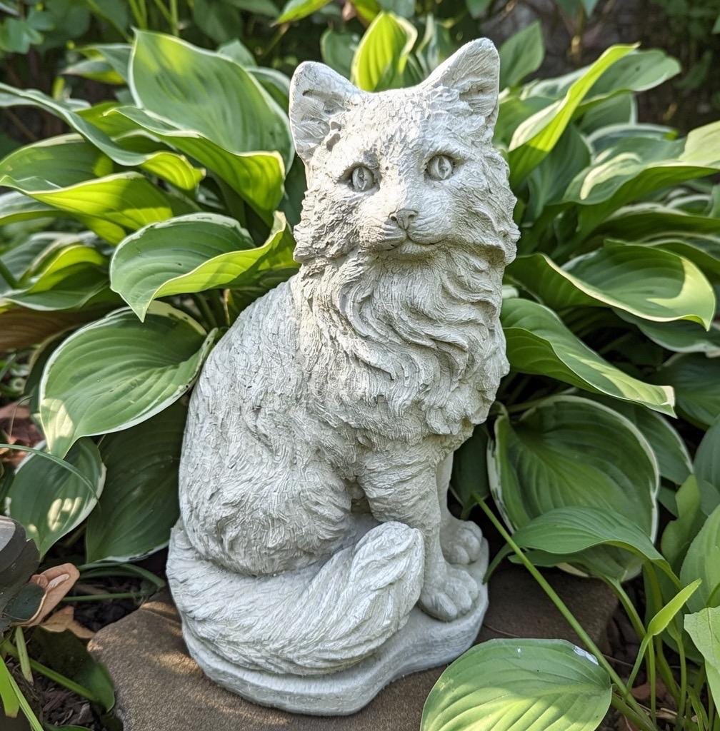 Cement Cat Statue 11" Concrete Cat Statue Near Me