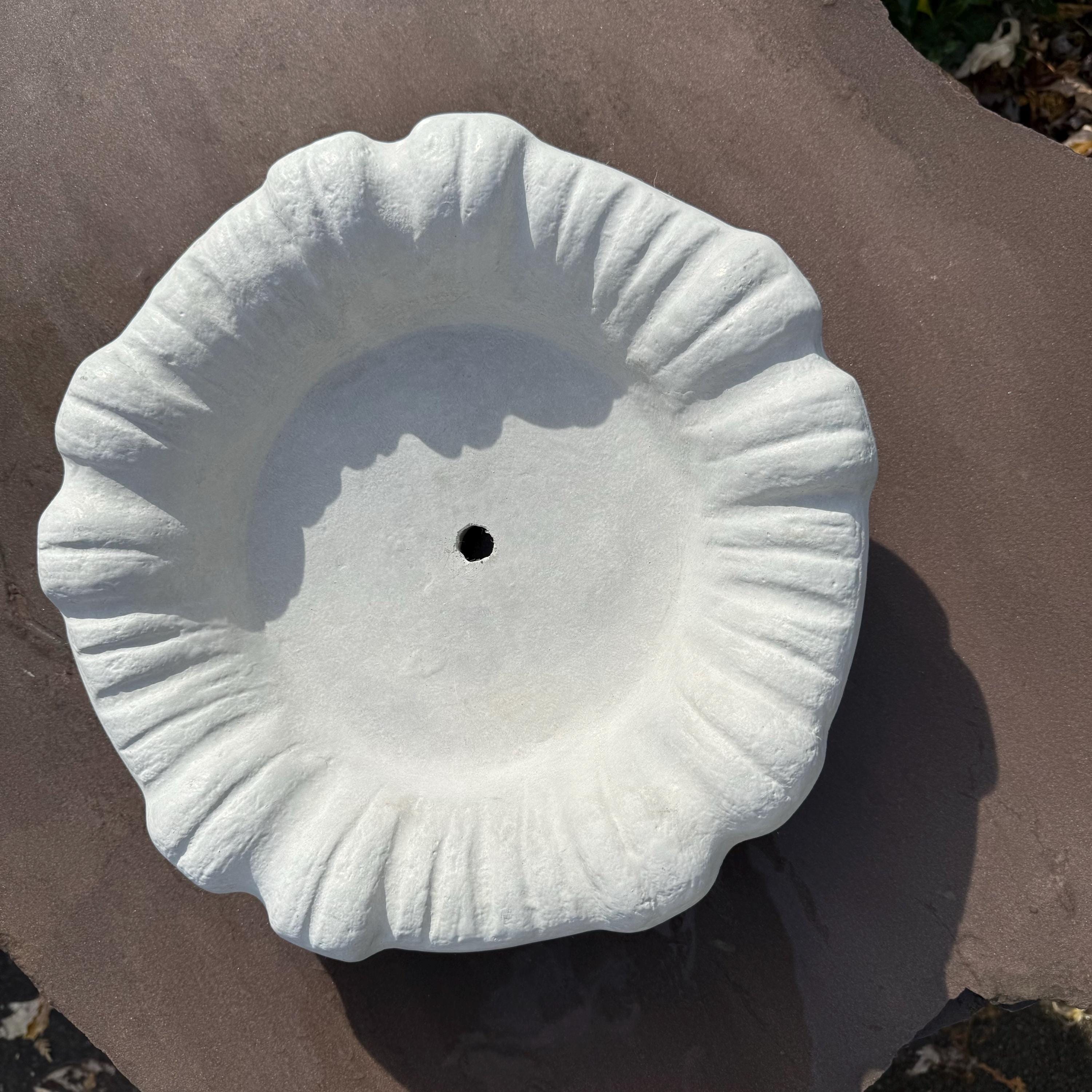 13.5 Inch Concrete Fountain Bowl Replacement - Small Outdoor Cement Tulip Basin for Garden Water Features