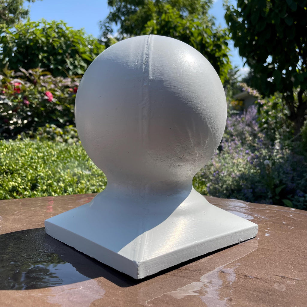 Concrete Ball Garden Statue: 11 Inch Painted Cement Sphere Finial Capstone Pier Cap Yard Decor Sculpture