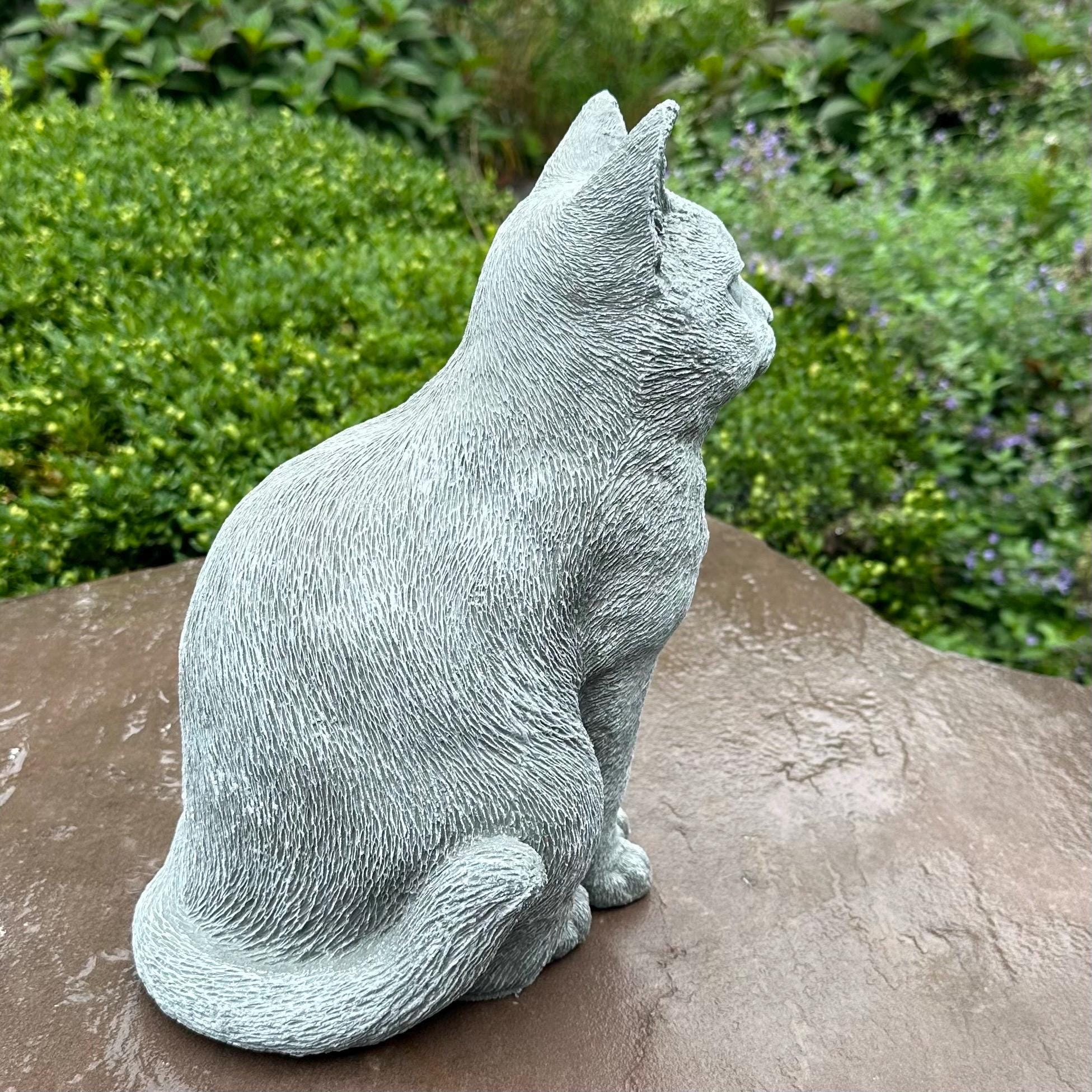 Stone Cat Statue For The Garden 12" Cat In Concrete