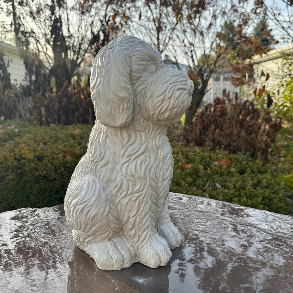 Large Labradoodle Garden Statue 15" Outdoor Concrete Dog Decor Handmade Yard Sculpture Memorial Pet Gift