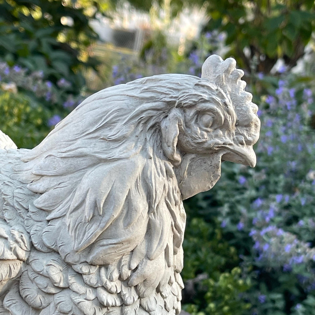 Concrete Chicken Statue Garden Sculpture 10" Outdoor Farmhouse Yard Decor Lawn Ornament Animal Art Gift