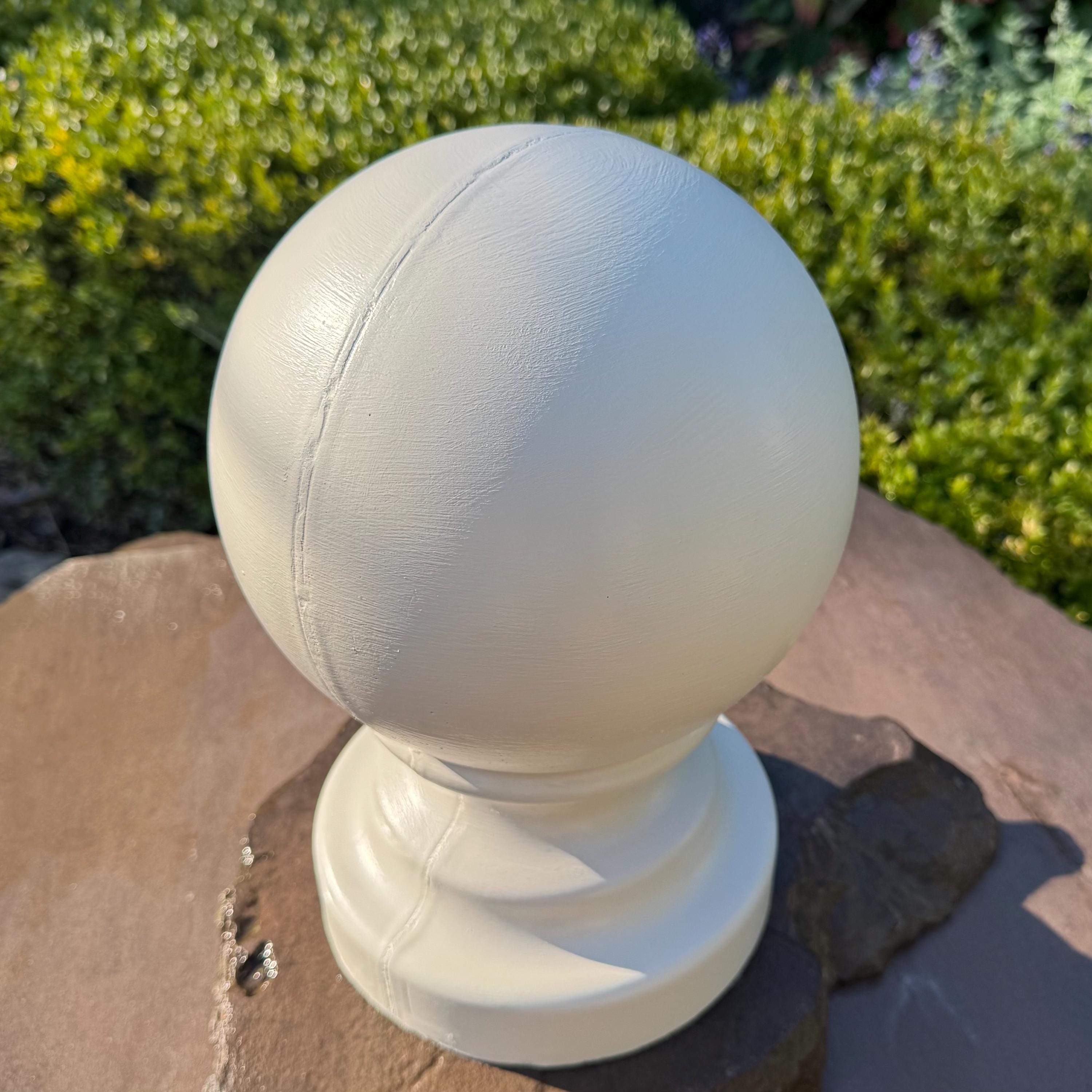 Hand-Painted Concrete Garden Ball Statue – 12 Inch Capstone Finial