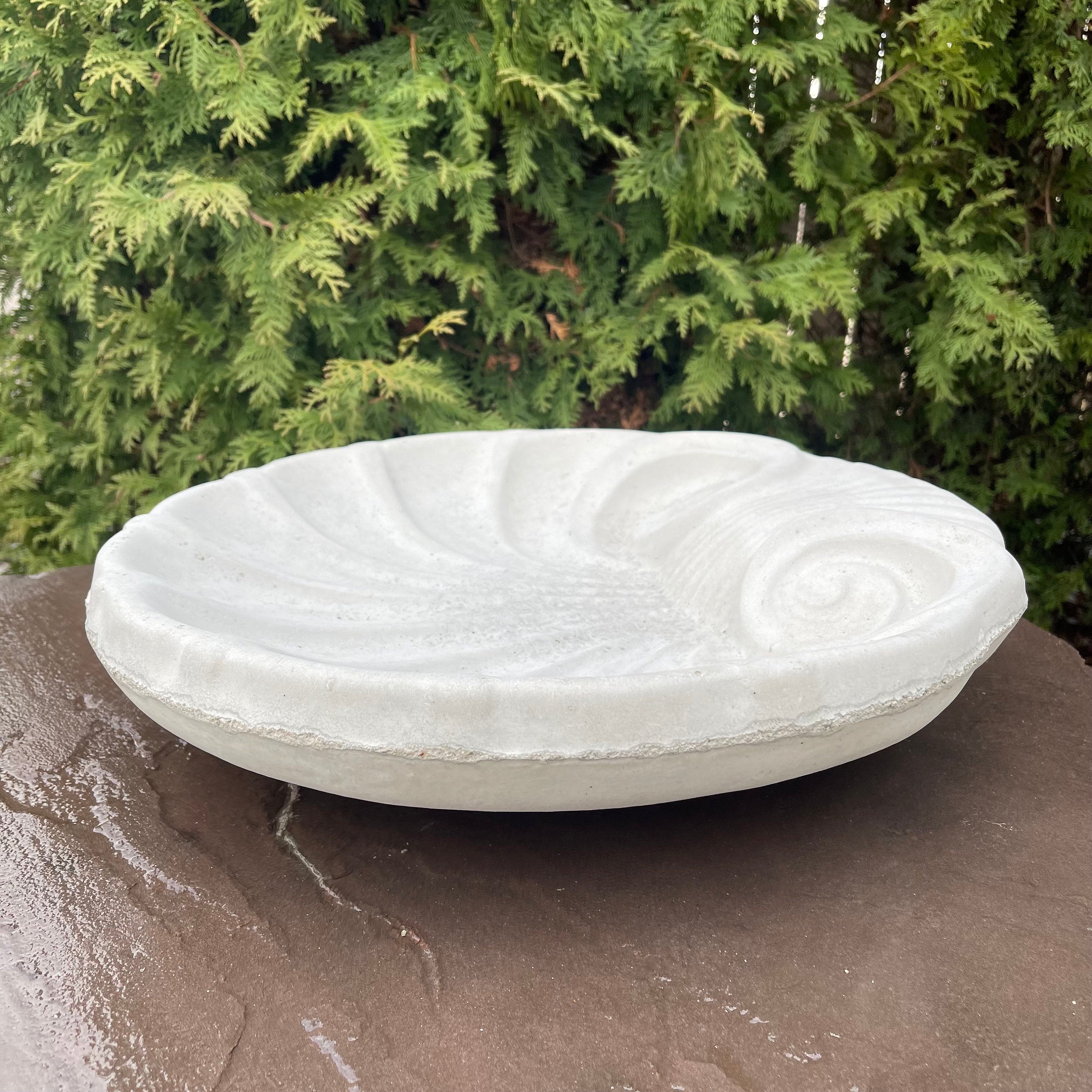 Concrete Bird Bath Bowl 18" Cement Bird Baths Near Me / Sea Shell Shape Design