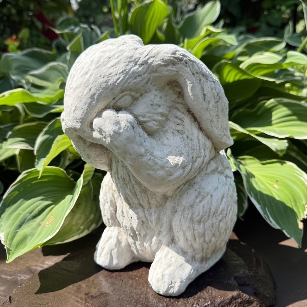 Concrete Rabbit Statue 10 Inch Modern Bunny Garden Sculpture Outdoor Yard Decor Lawn Ornament Animal Art Gift