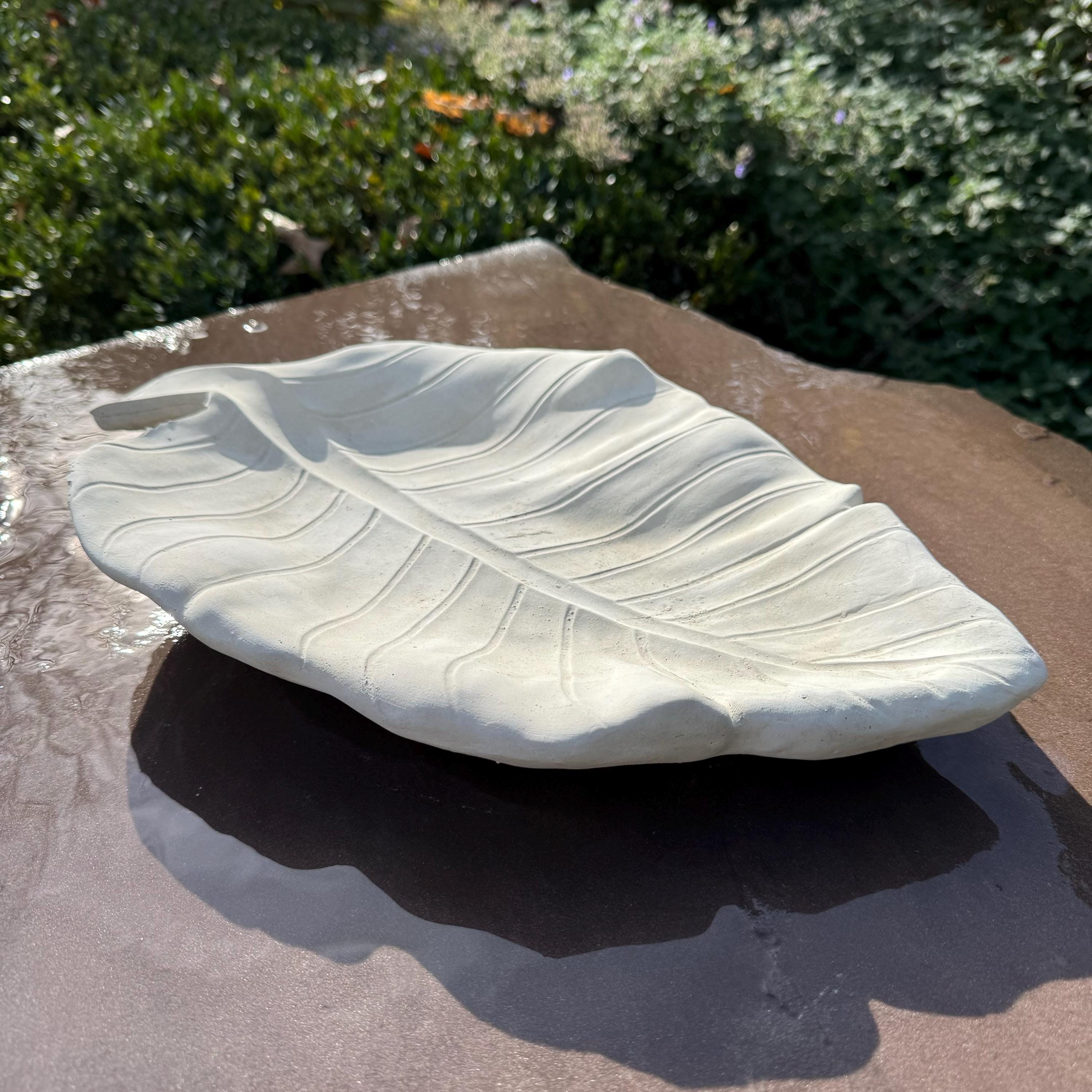 Cement Leaf Bird Bath 16" Low Concrete Bird Bath / Concrete Puddler For The Garden