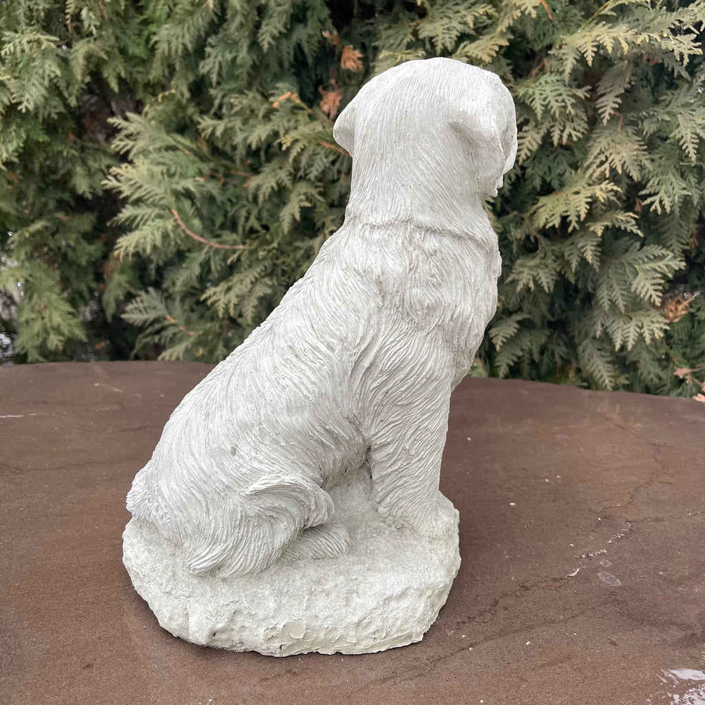 Concrete Golden Retriever Memorial Statue 11" Garden Sculpture Pet Loss Gift Dog Art Yard Decor Ornament