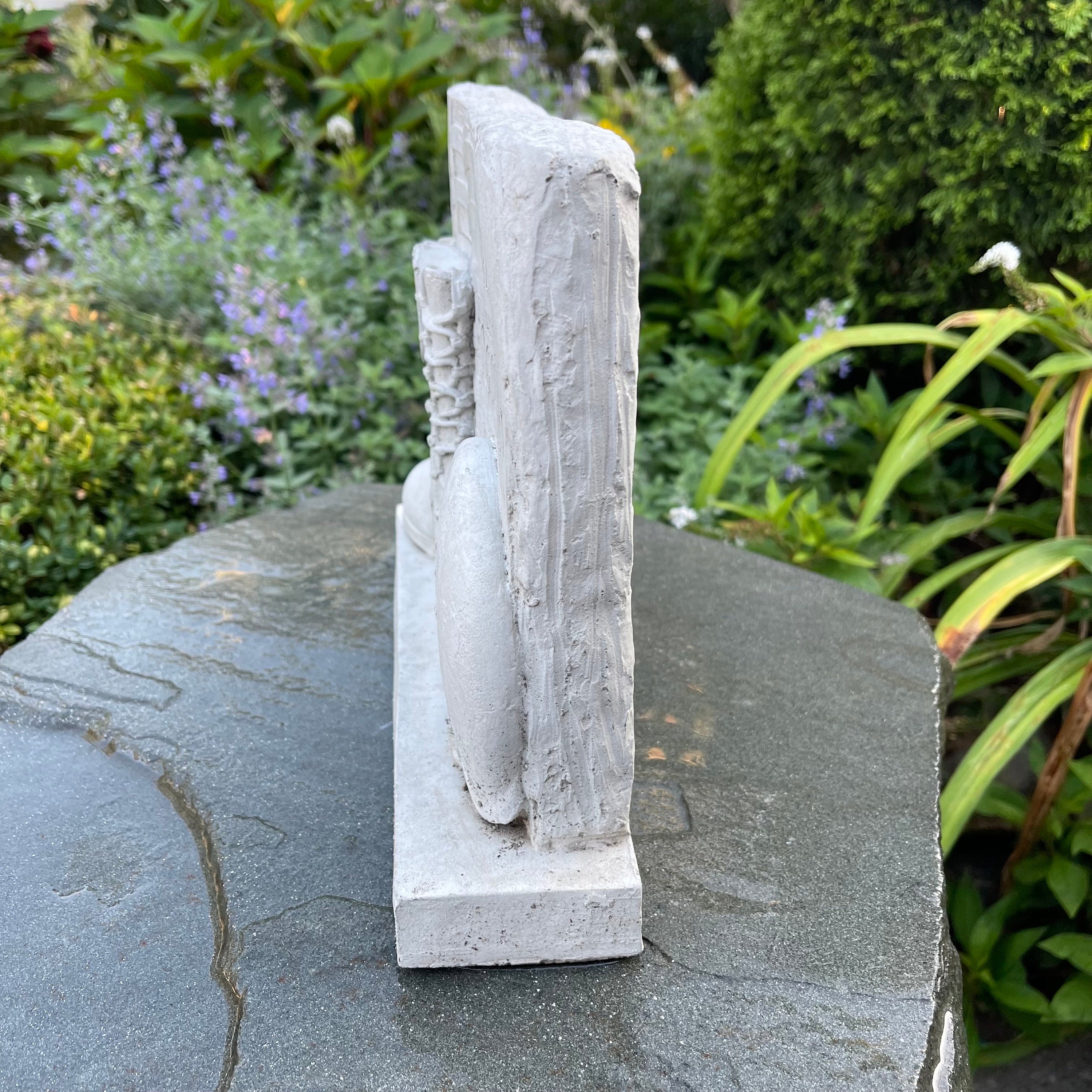 Military Memorial Concrete Soldier Statue 12" Tribute Garden Sculpture Cemetery Grave Marker Veteran Remembrance Gift