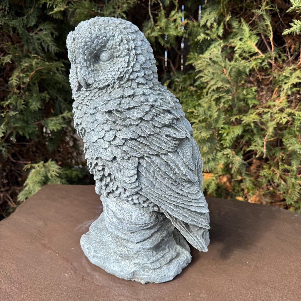 Large Concrete Owl Garden Statue 16 Inch Rustic Outdoor Yard Sculpture Animal Lawn Ornament