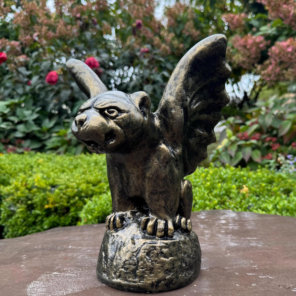11 inch Concrete Gargoyle Statue - Gothic Garden Sculpture, Halloween Decor, Spooky Yard Ornament Gift