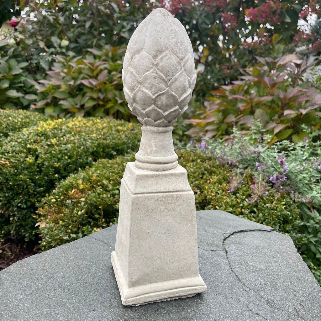 Artichoke Finial Statue 14 Inch Concrete Garden Sculpture Decorative Outdoor Accent Architectural Ornament