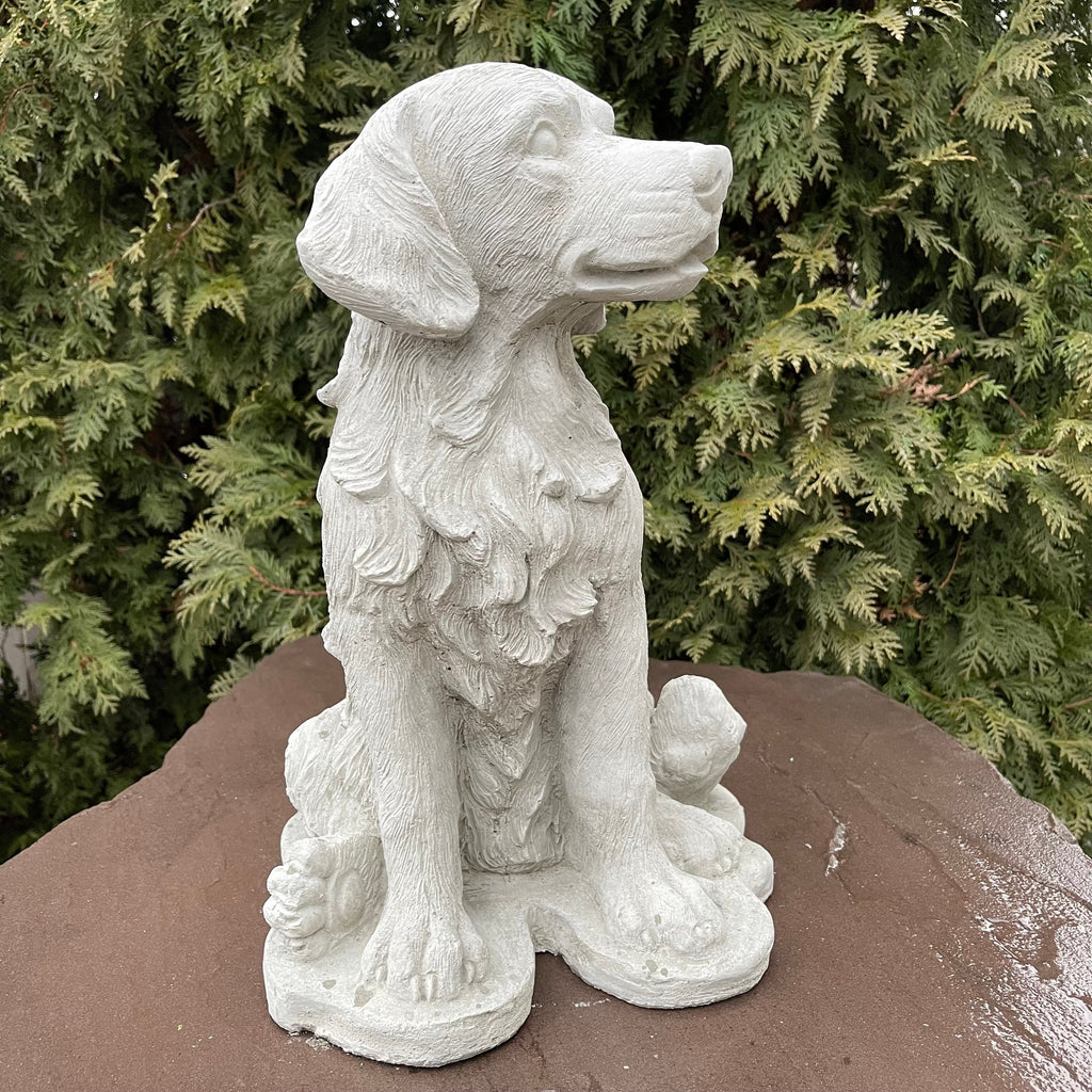 Large Golden Retriever Statue 16" Garden Sculpture Concrete Dog Memorial Yard Decor