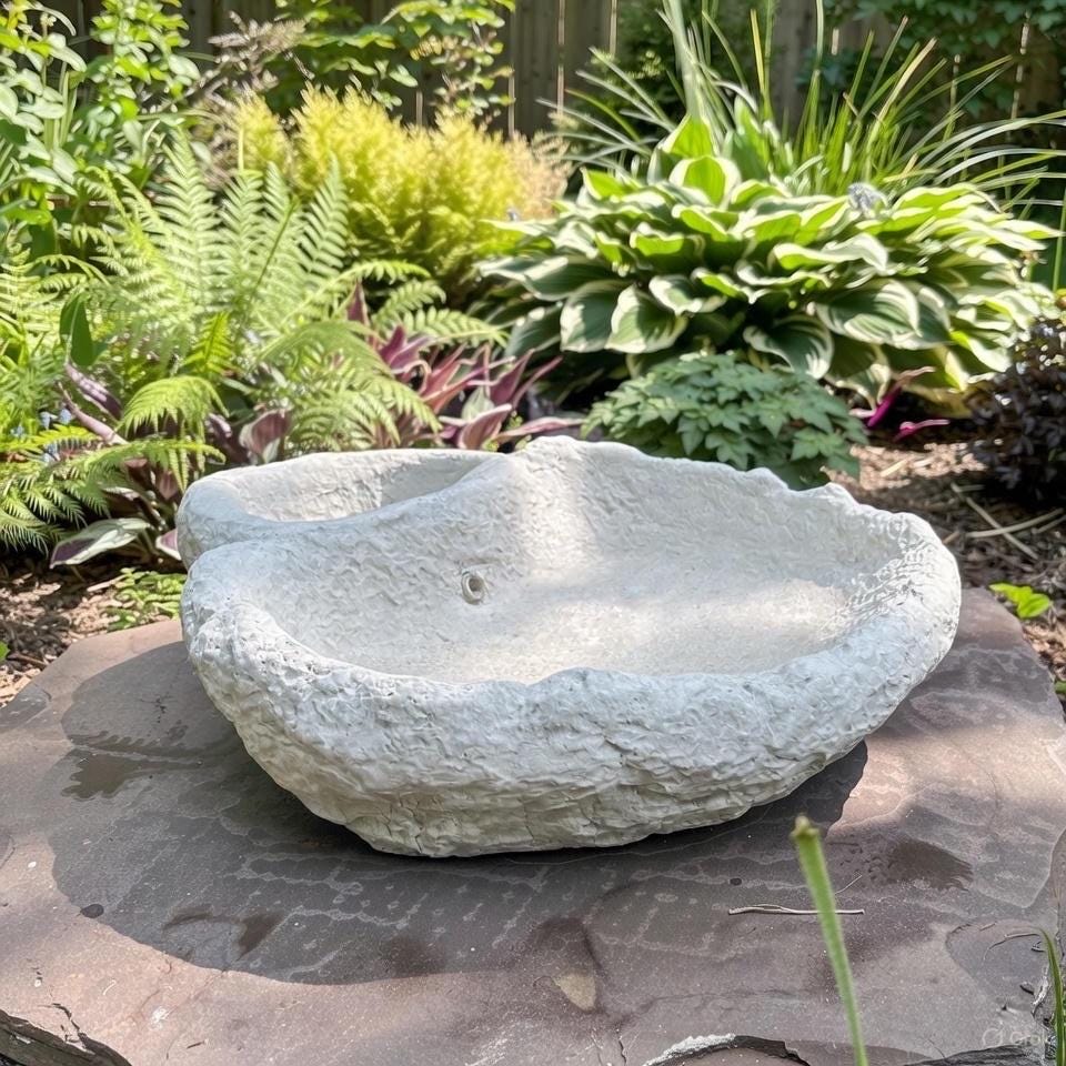 20 Inch Concrete Fountain Bowl - Replacement Basin for Outdoor Water Features