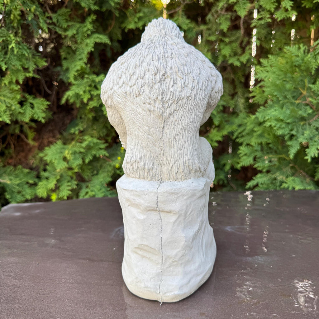 Concrete Bigfoot Statue: 12" Sitting Yeti Garden Sculpture in Thinker Pose, Outdoor Decor
